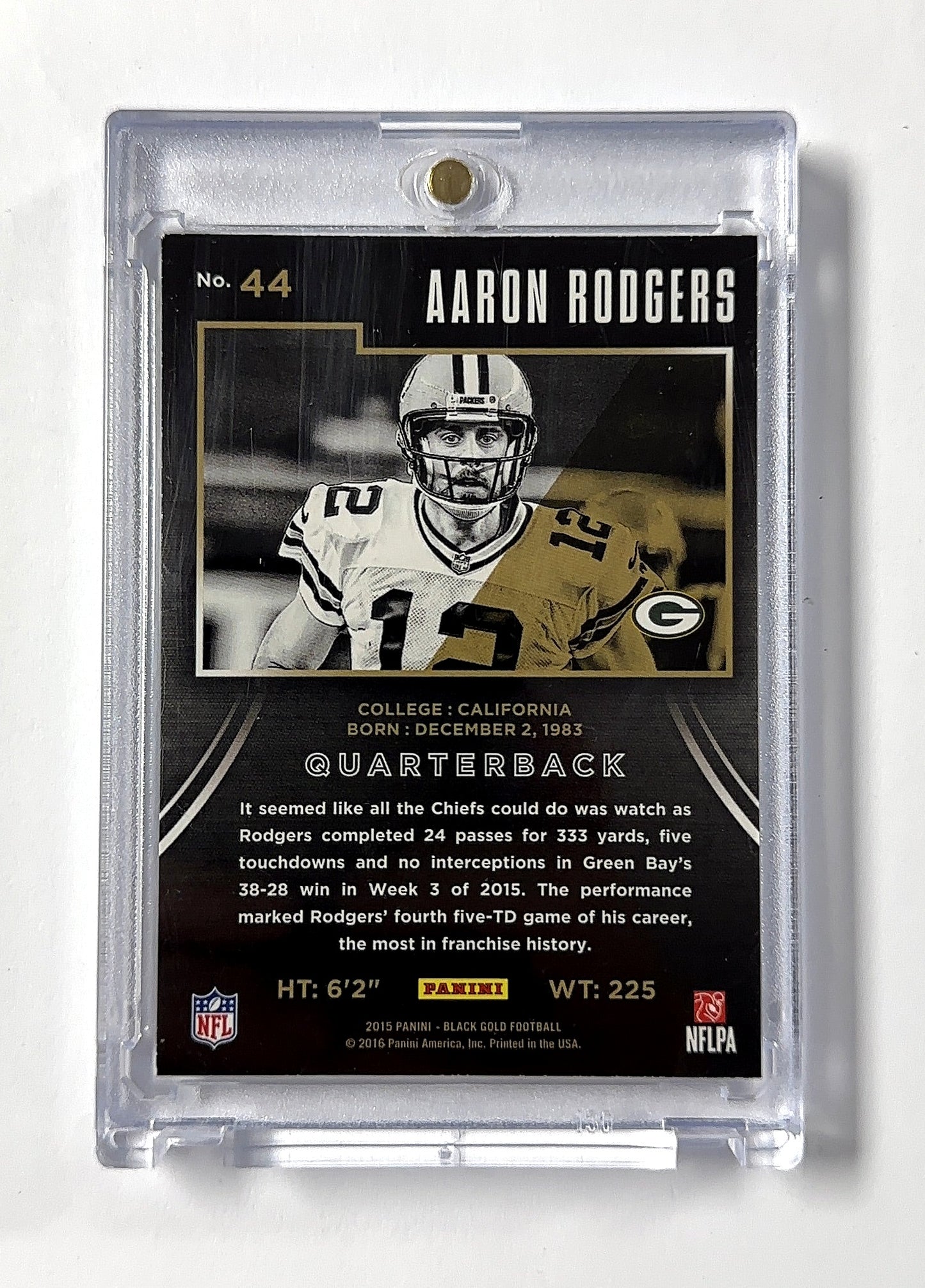 Aaron Rodgers Black Gold /99 Black Gold — back