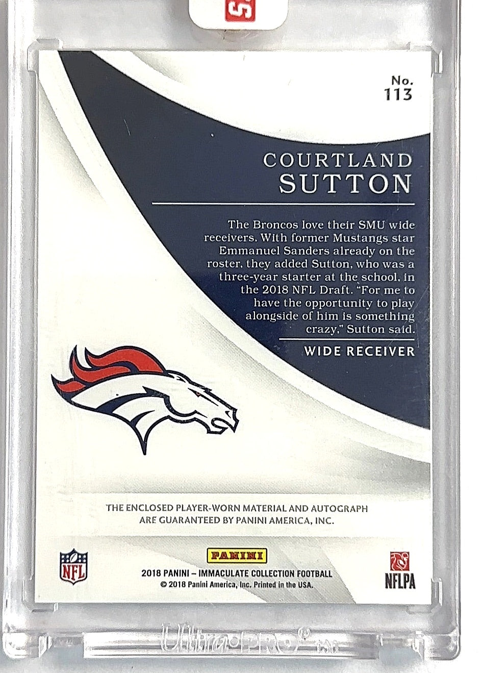 2018 Panini Prizm Rookie Patch Autographs Courtland Sutton — back