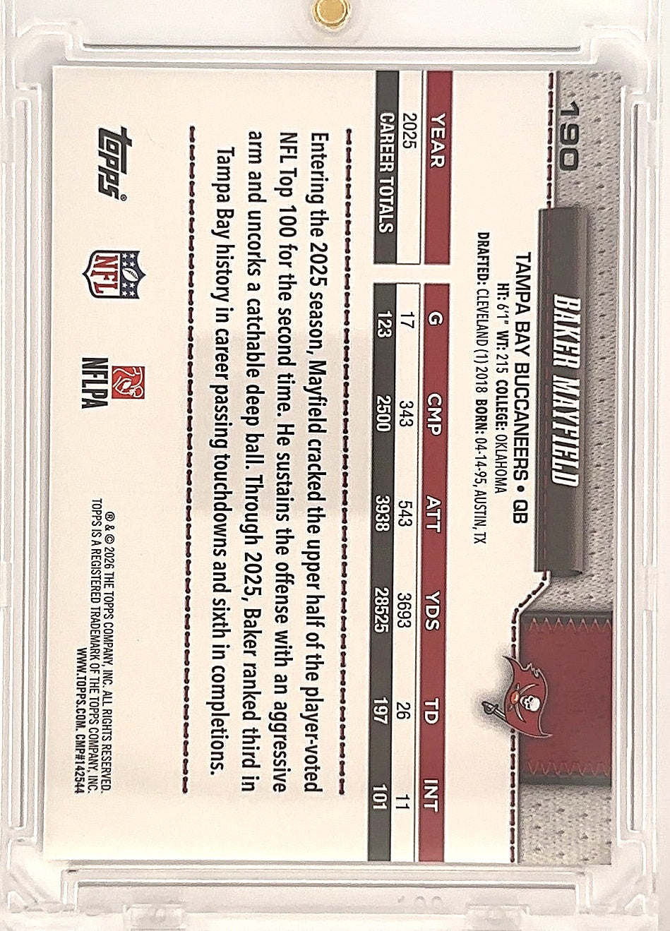 2026 Flagship Baker Mayfield Team Logo Border #190 — back