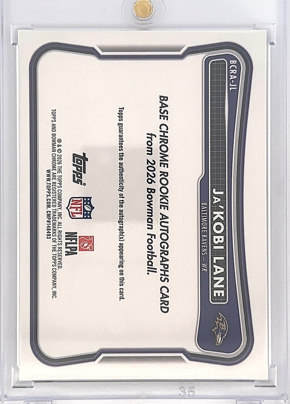2026 Bowman Paper Rookie Autograph NFL Ja'Kobi Lane #BPRA-JL — back