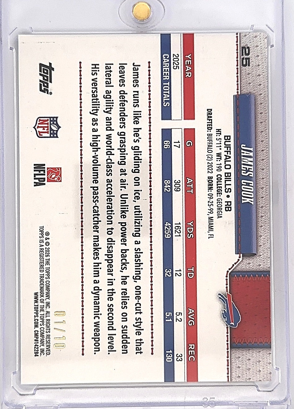2026 Topps Flagship James Cook /10 #25 — back