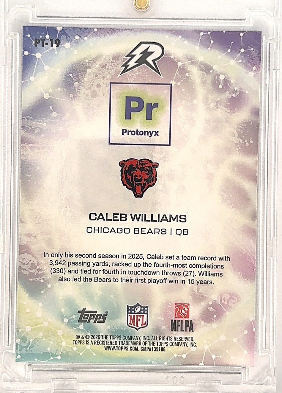 2025 Topps Resurgence Protonyx Caleb Williams #PT-19 /350 — back