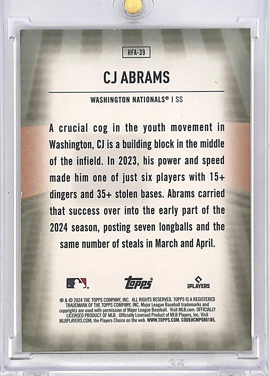 2024 Topps Homefield Advantage CJ Abrams #HFA-39 — back