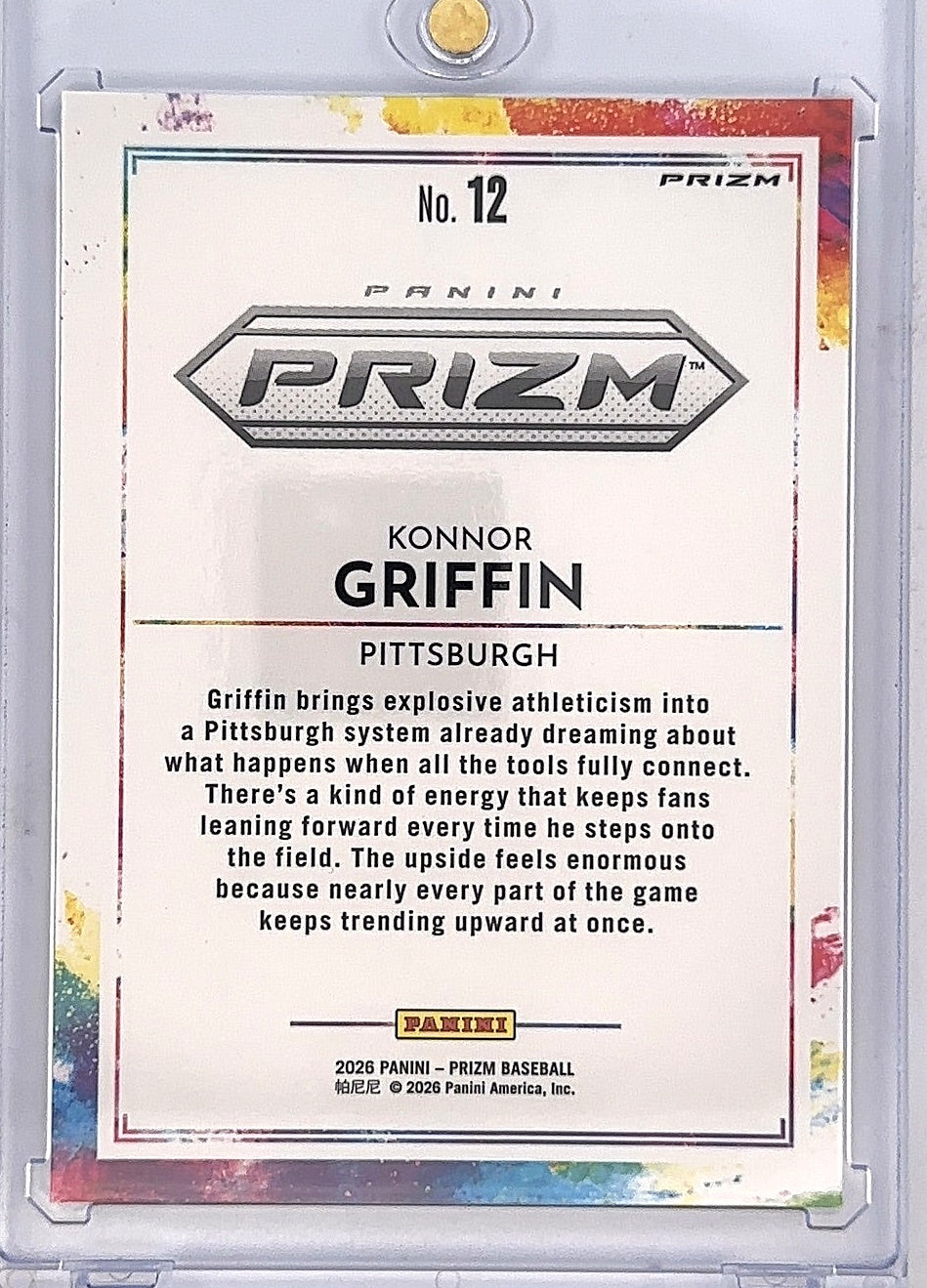 2026 Panini Prizm Color Blast Konnor Griffin #12 — back