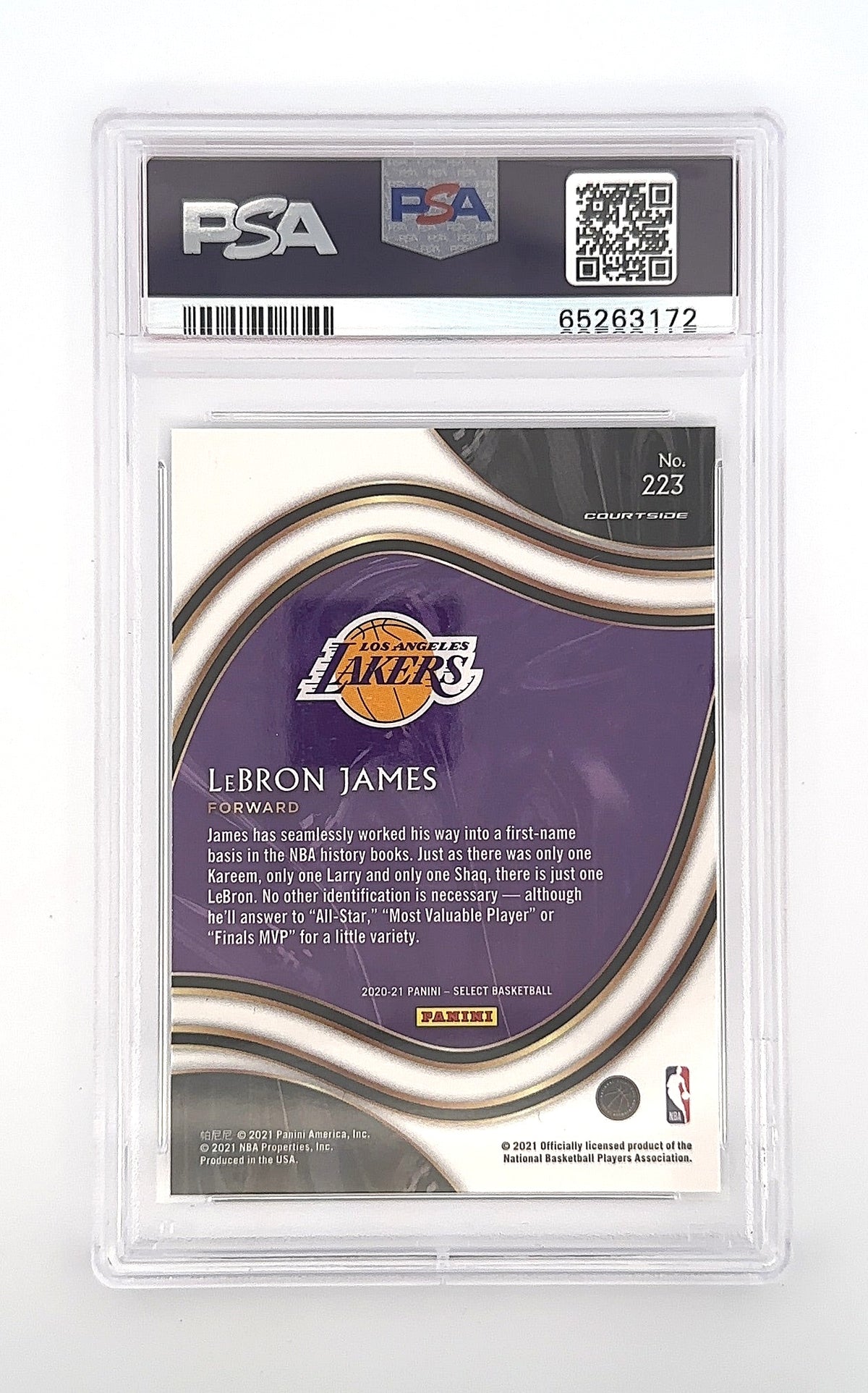 2020 Panini Select LeBron James #223 PSA 10 — back