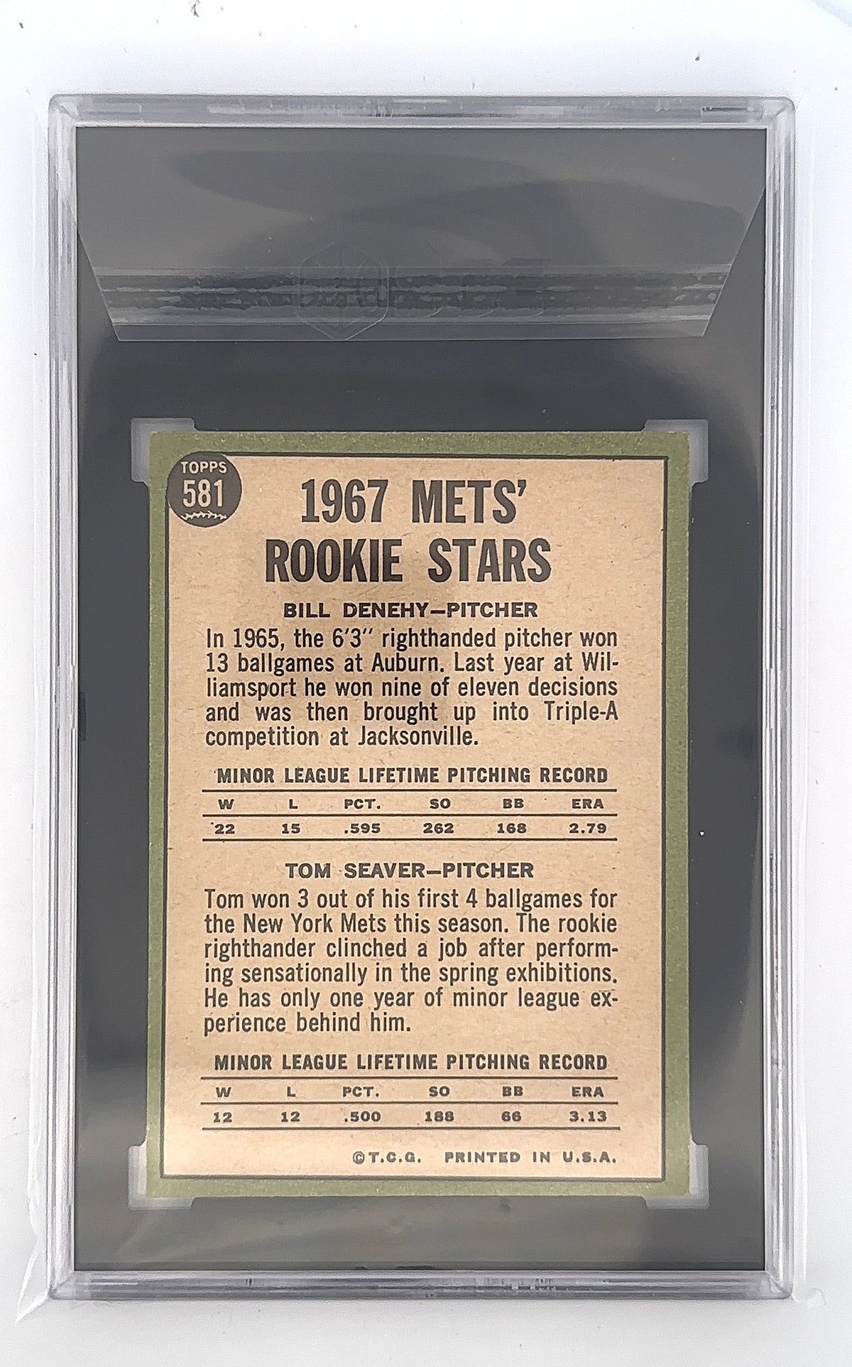 1967 Topps Mets 1967 Rookie Stars #581 SGC 3 — back