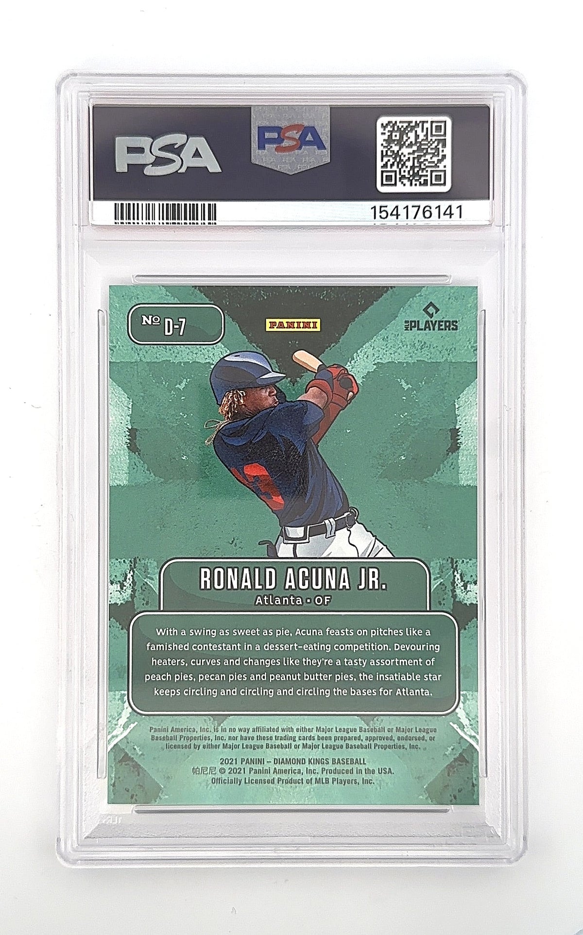 2021 Panini Diamond Kings Downtown Ronald Acuna Jr. #D-7 PSA 10 — back
