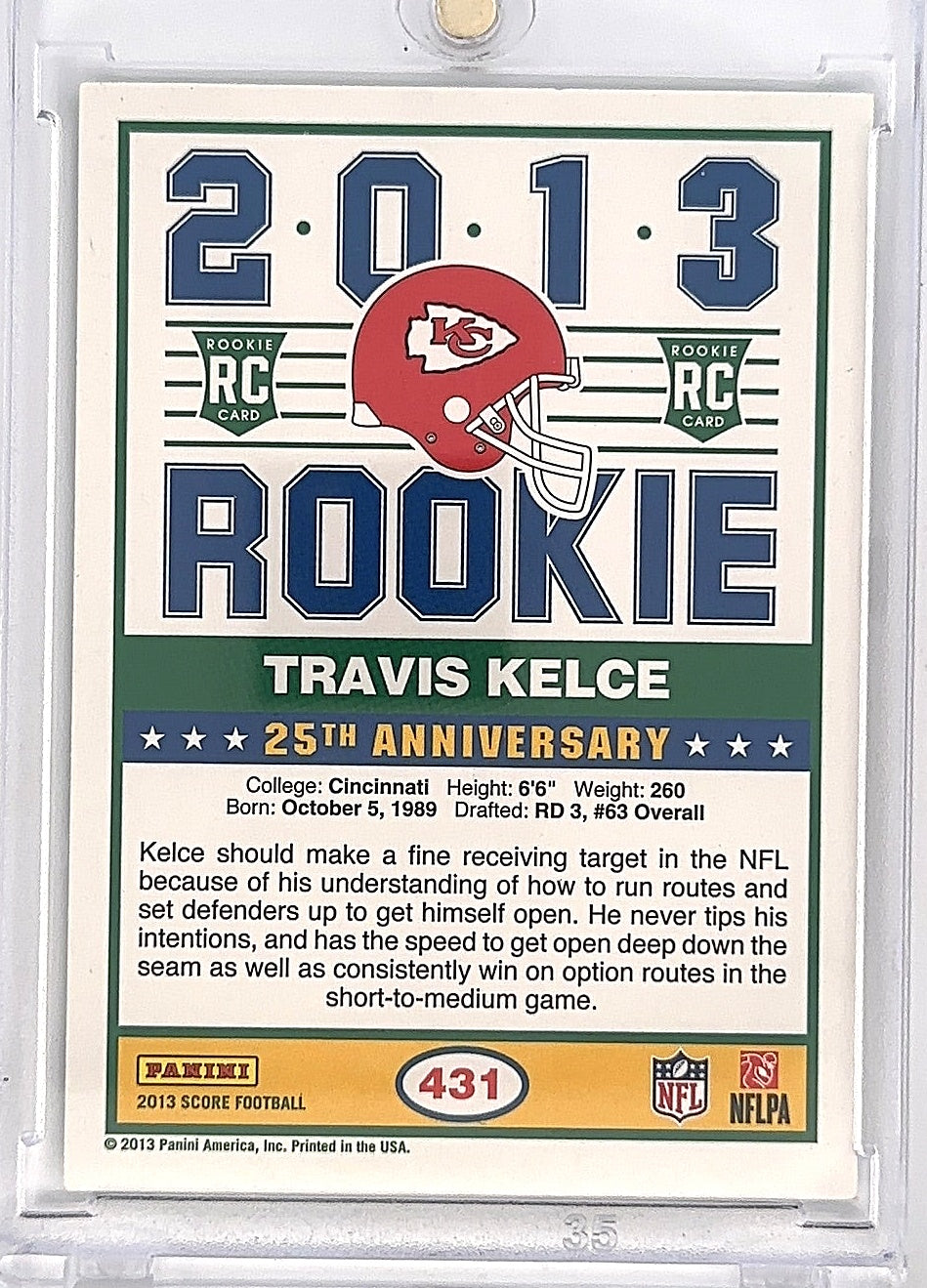 2013 Panini Score Travis Kelce #431 — back