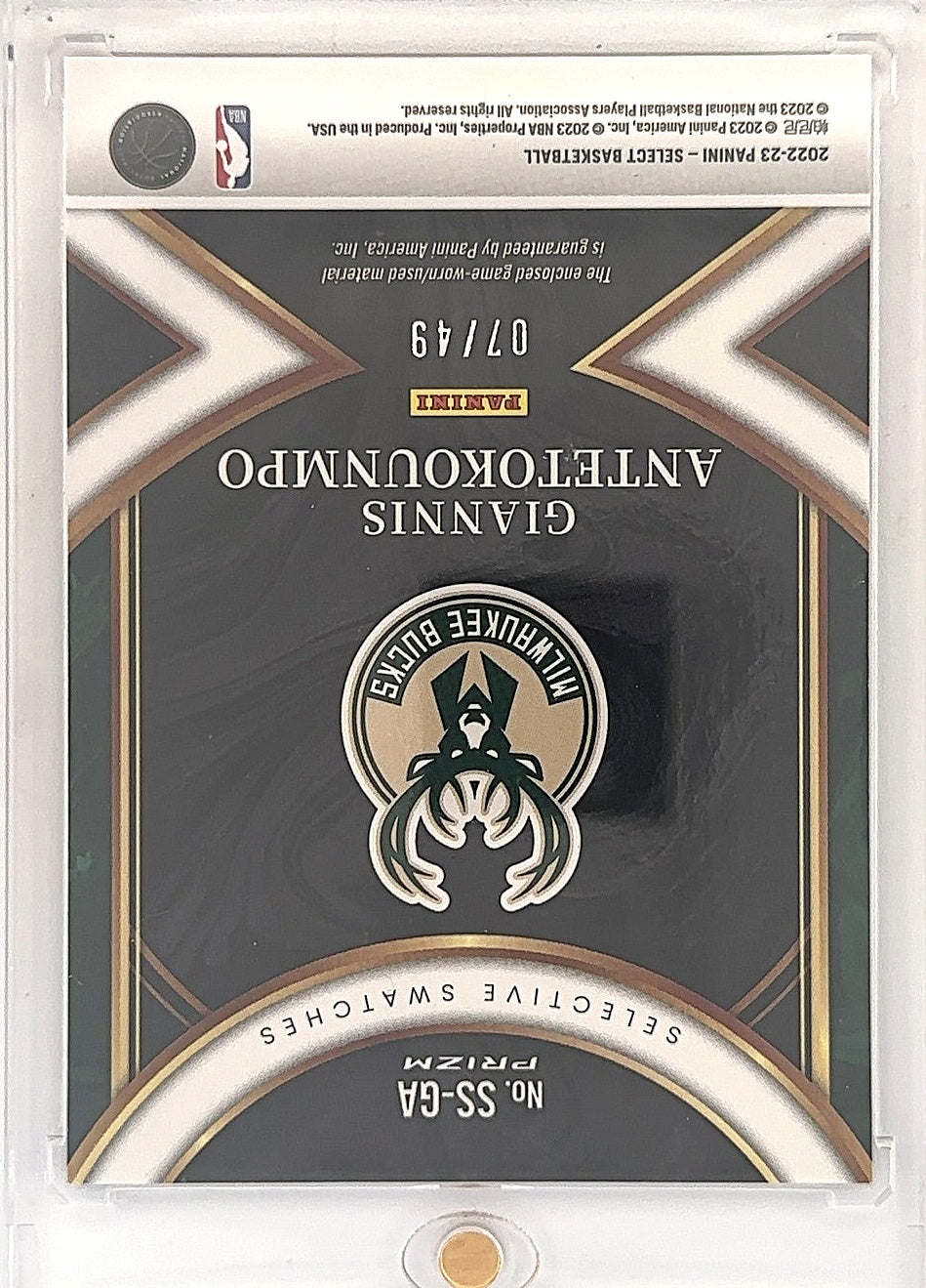 Giannis Antetokoumpo 2022 Select Selective Swatches /49 — back