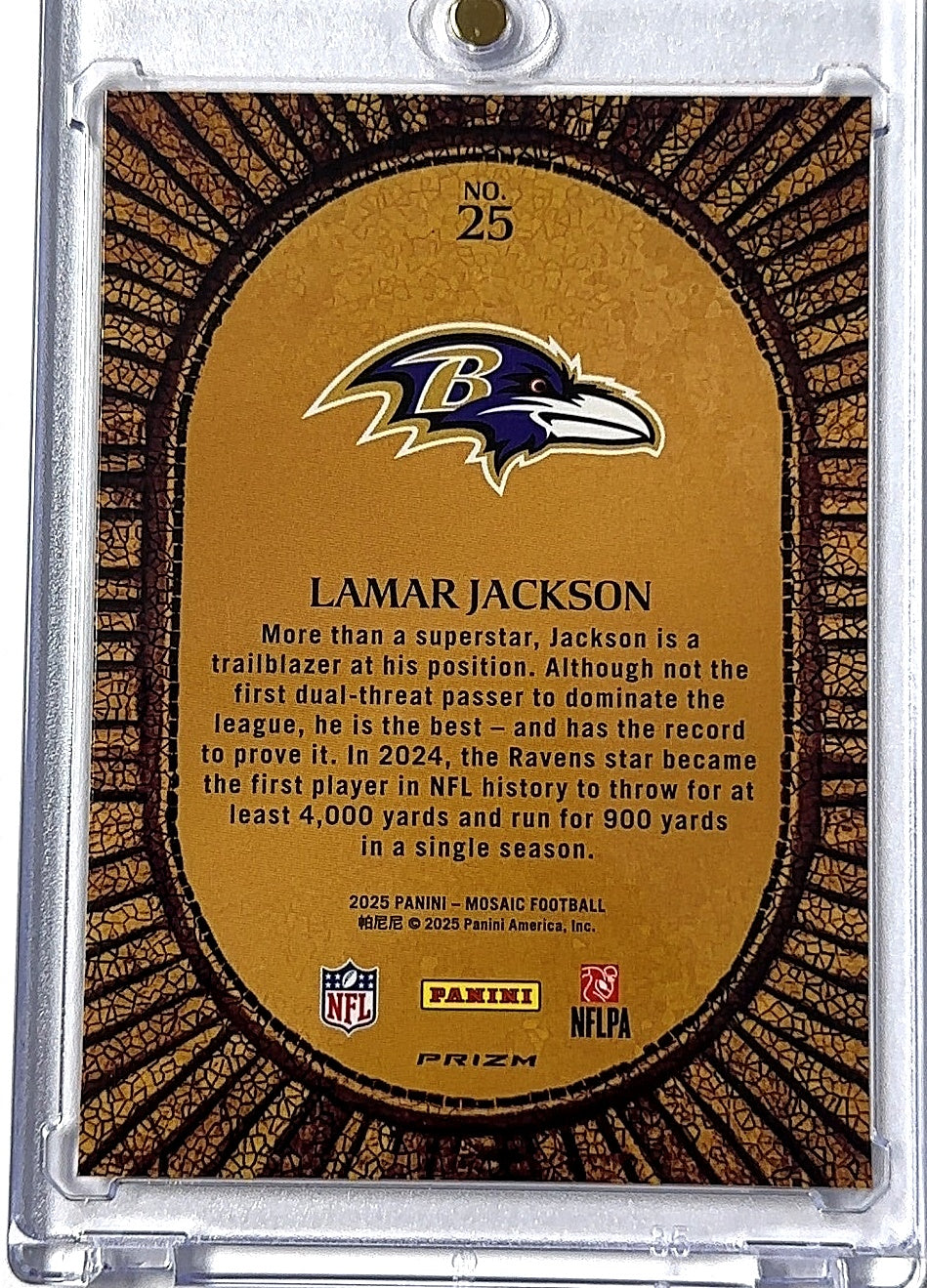 2025 Panini Mosaic Micro Lamar Jackson #25 — back