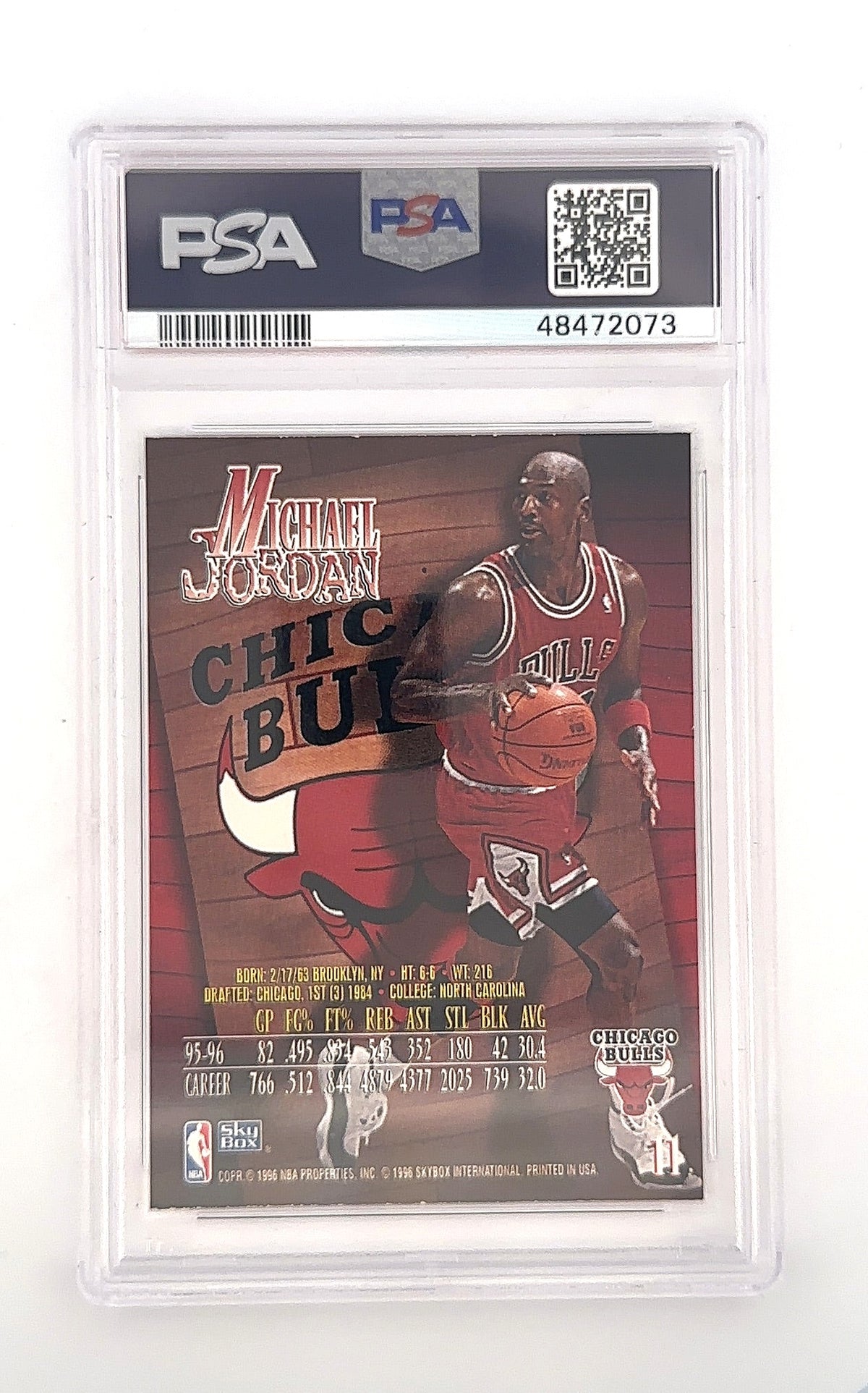 Michael Jordan 1996 Skybox Z-Force PSA NM 7 — back