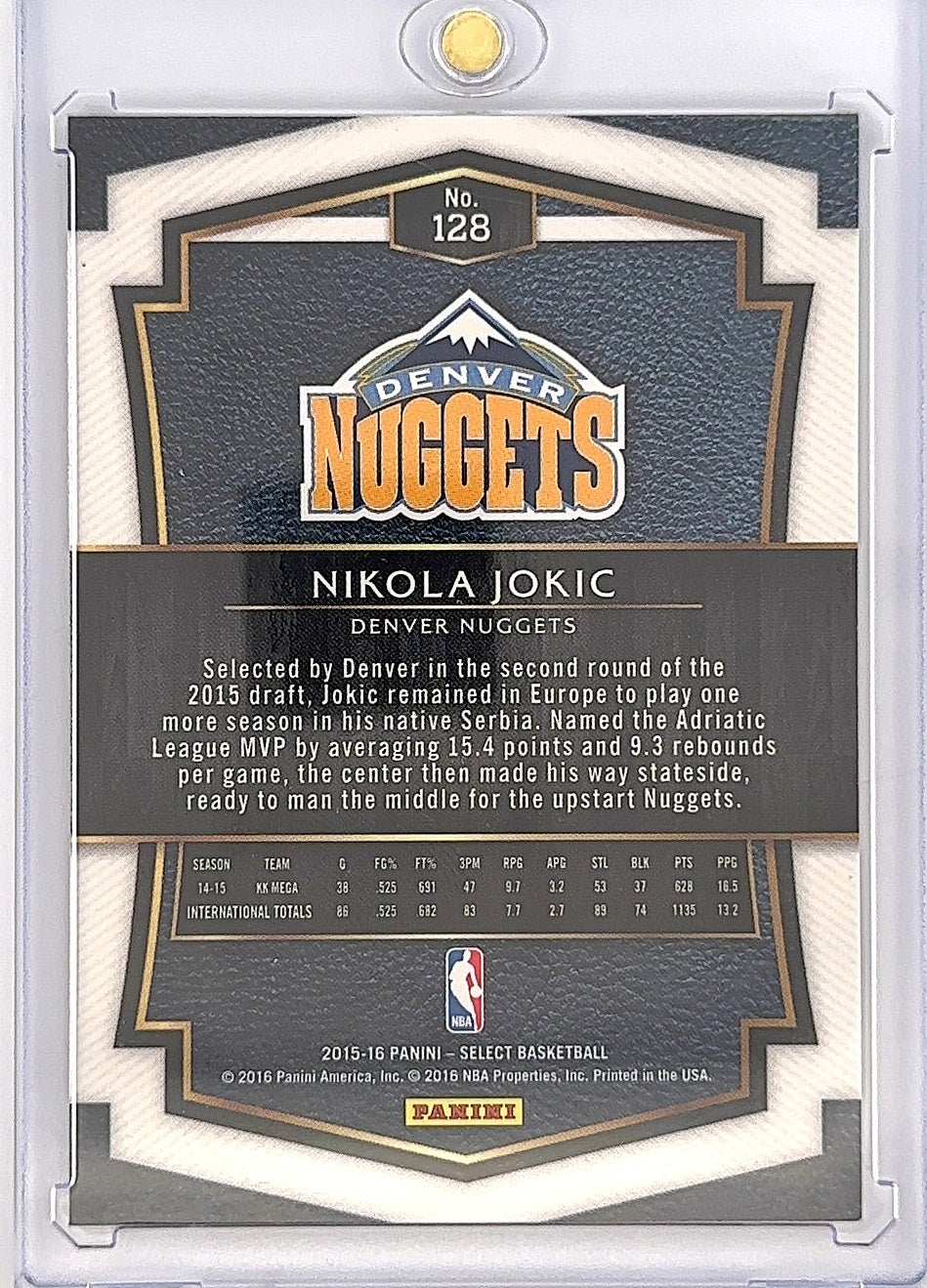 2015 Panini Select Nikola Jokic #128 — back