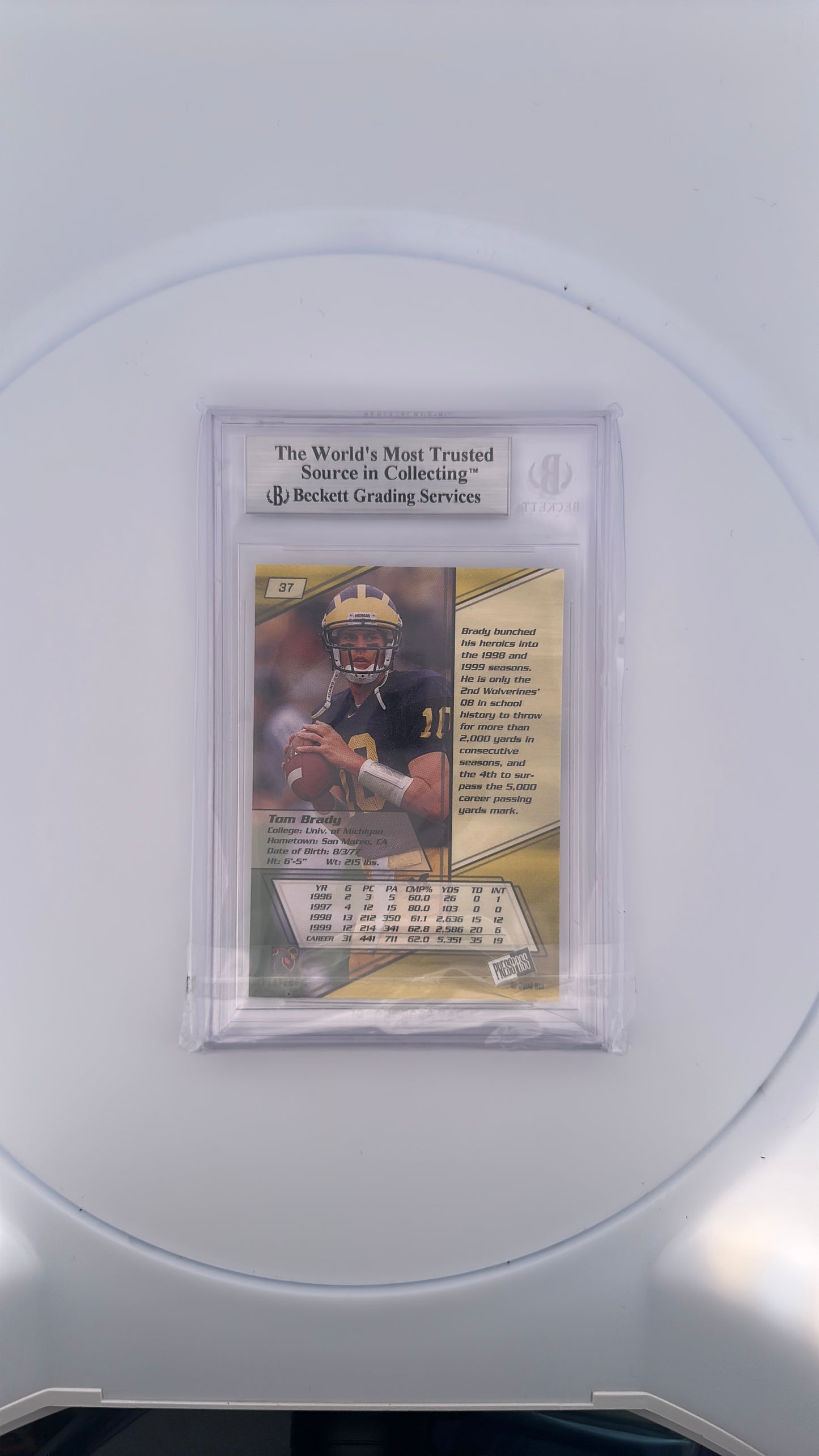 Tom Brady 2000 Press Pass Press Pass — back