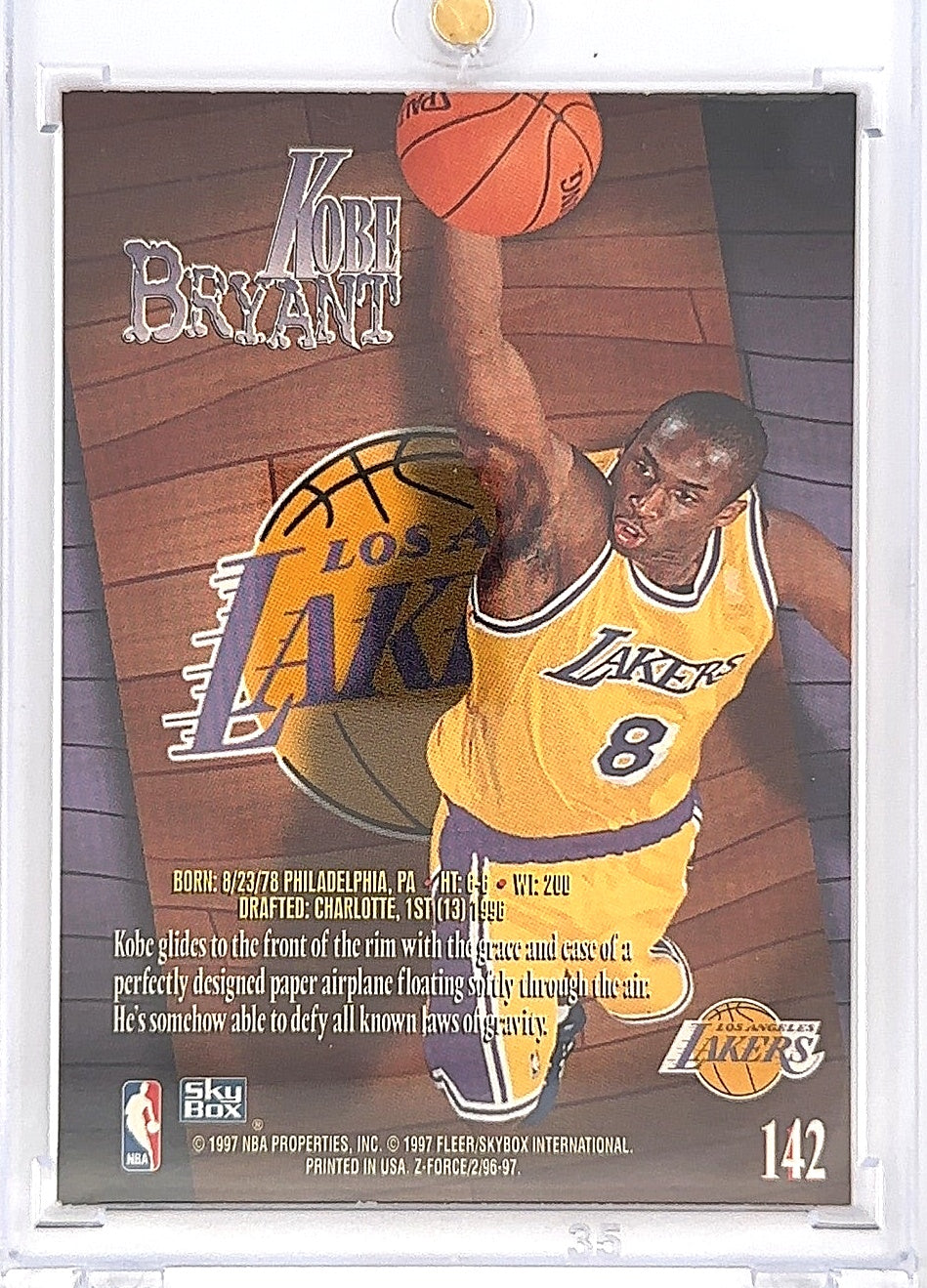 1996 Skybox Z Force Kobe Bryant #142 — back