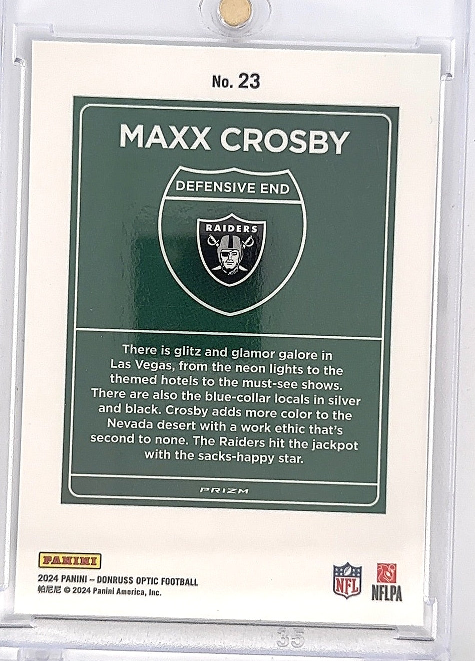 2024 Panini Donruss Optic Downtown Maxx Crosby #23 — back