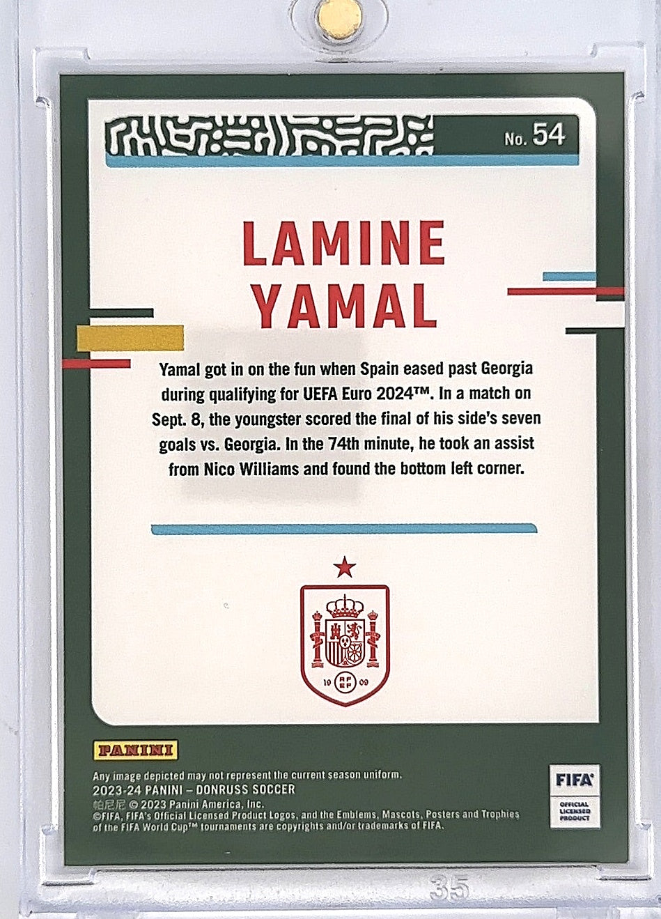Lamine Yamal Donruss RC 54 — back