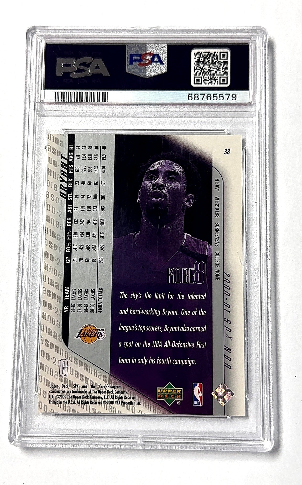 2000 Spx Kobe Bryant #38 PSA 9 — back