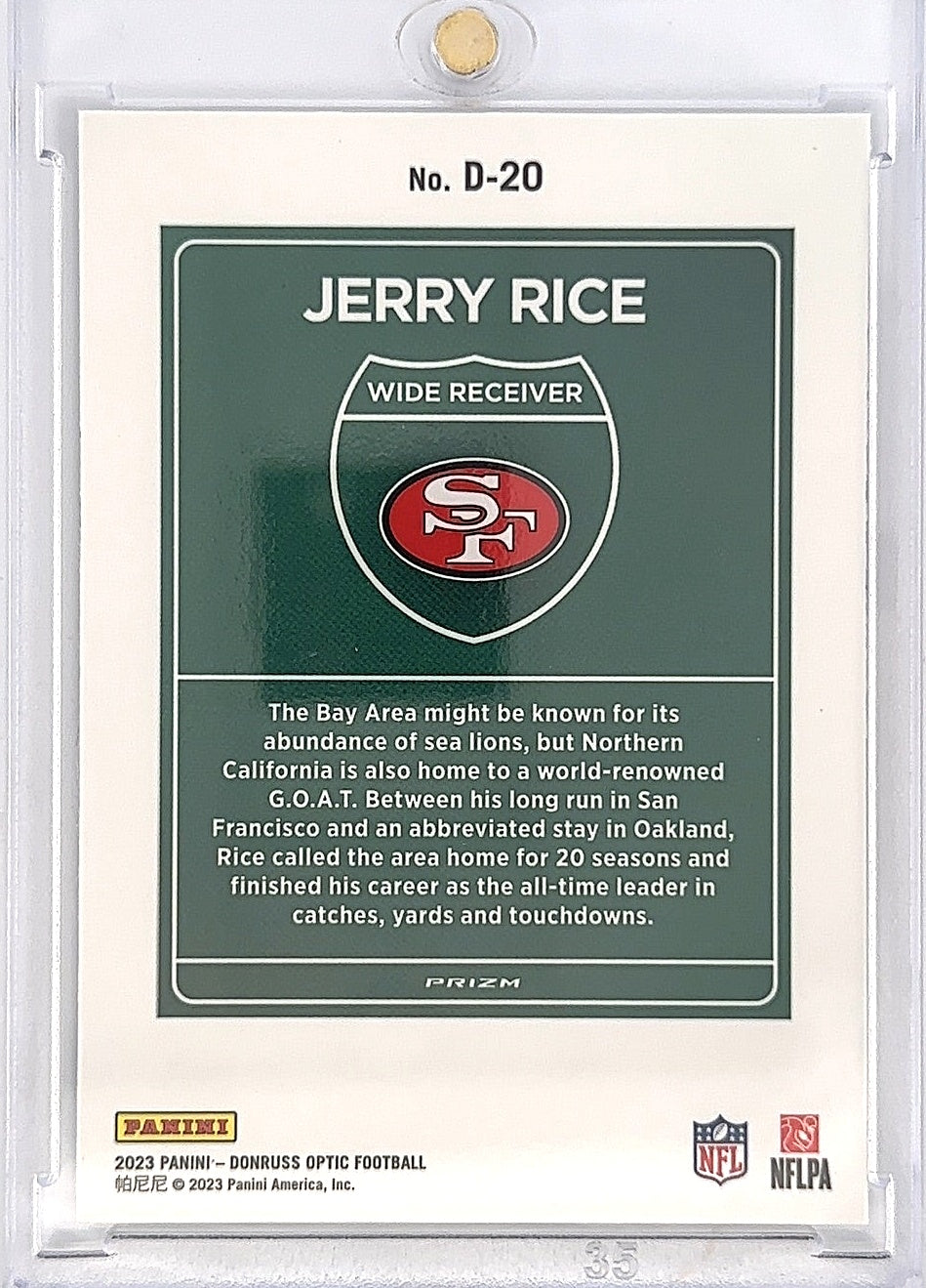 Jerry Rice Downtown Optic #D-20 — back