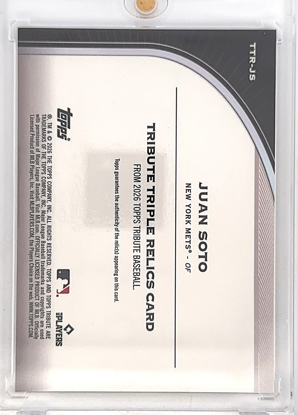 2026 Topps Tribute Triple Relic Juan Soto /199 #TTR-JS — back