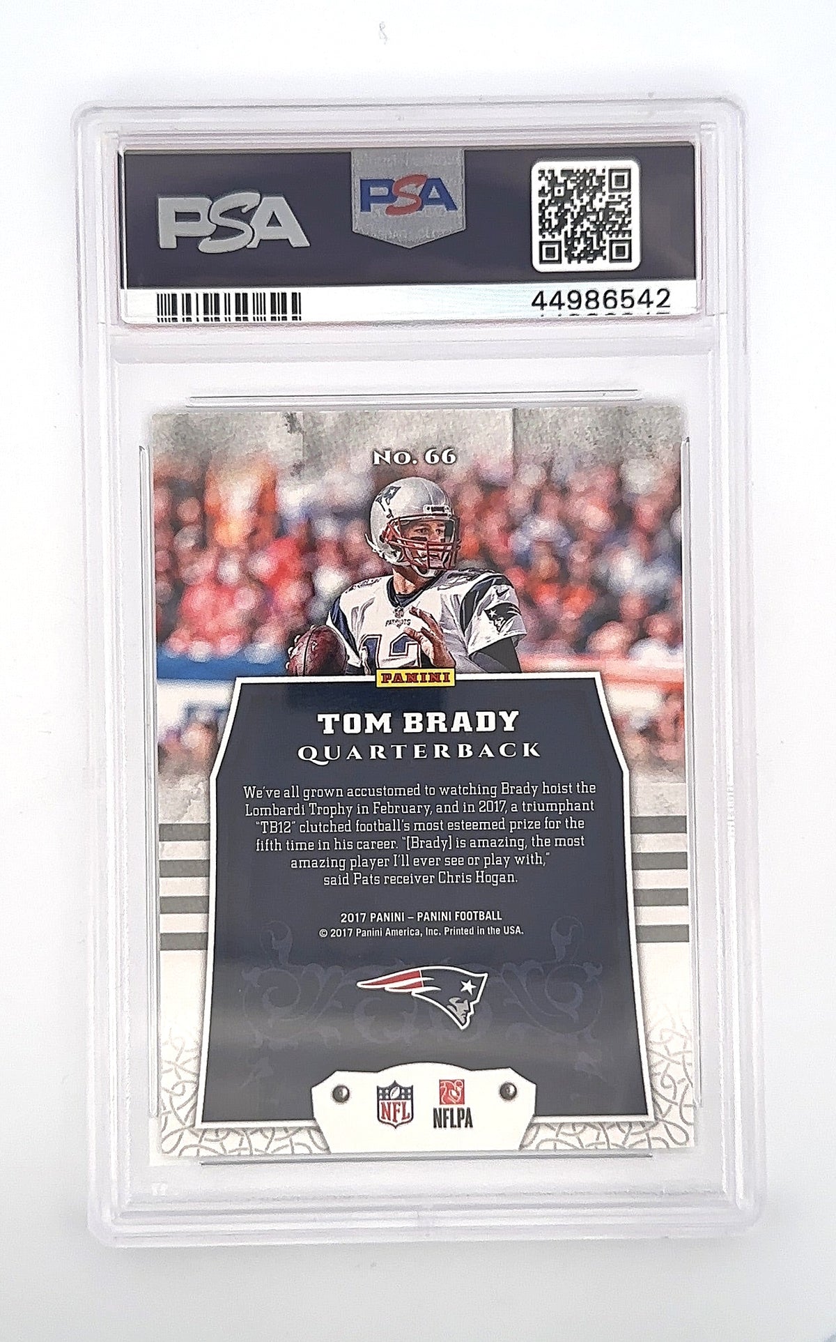 2017 Panini Absolute Tom Brady #66 PSA 10 — back