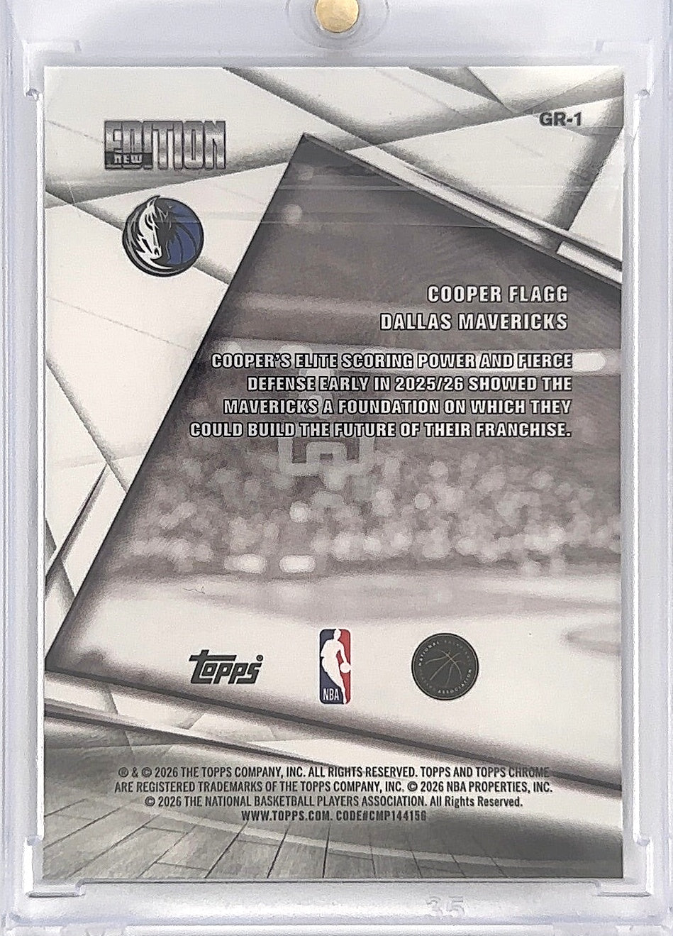 2025 Topps Chrome Update New Editions Cooper Flagg #GR-1 — back