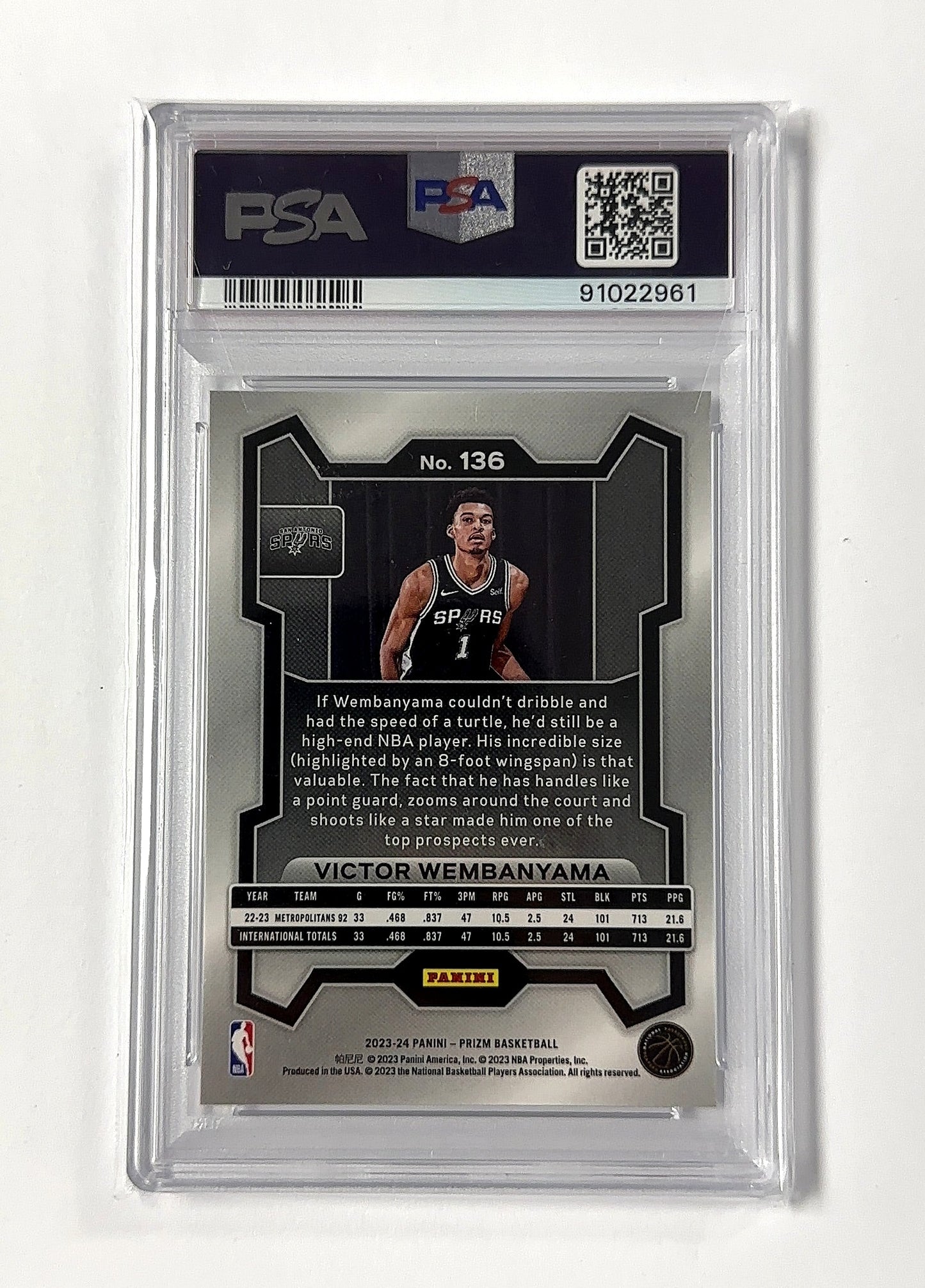 Victor Wembanyama Prizm — back