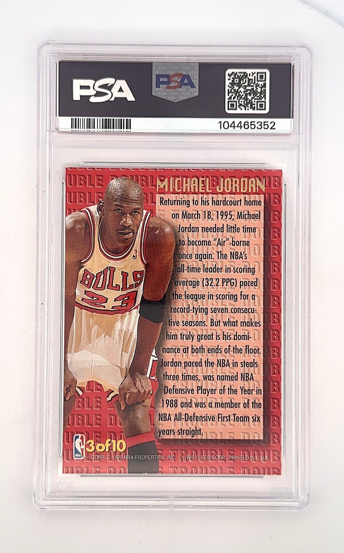 1995 Ultra Double Trouble Michael Jordan #3 PSA 8 — back