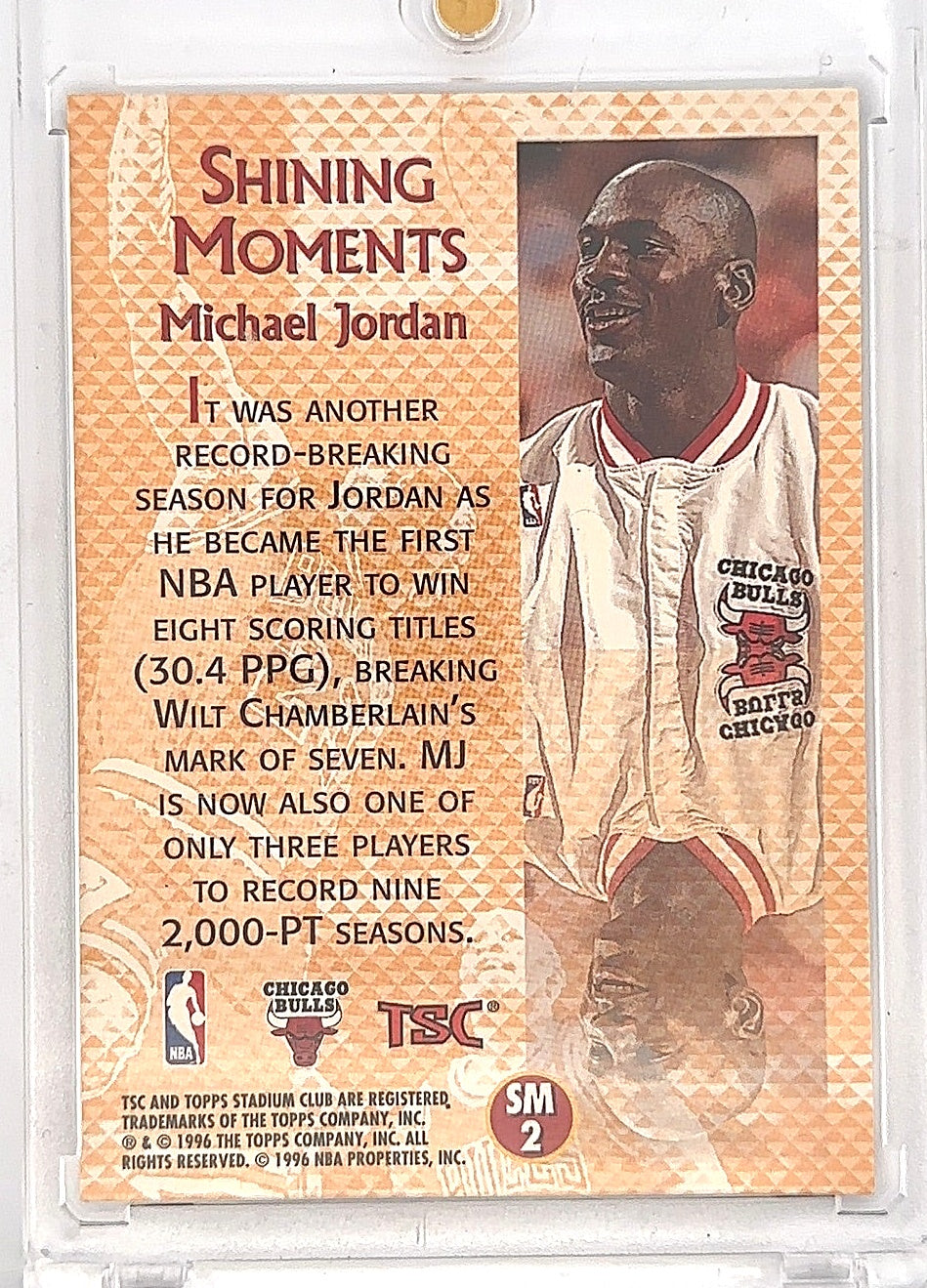 1996 Stadium Club Shining Moments Michael Jordan #SM2 — back