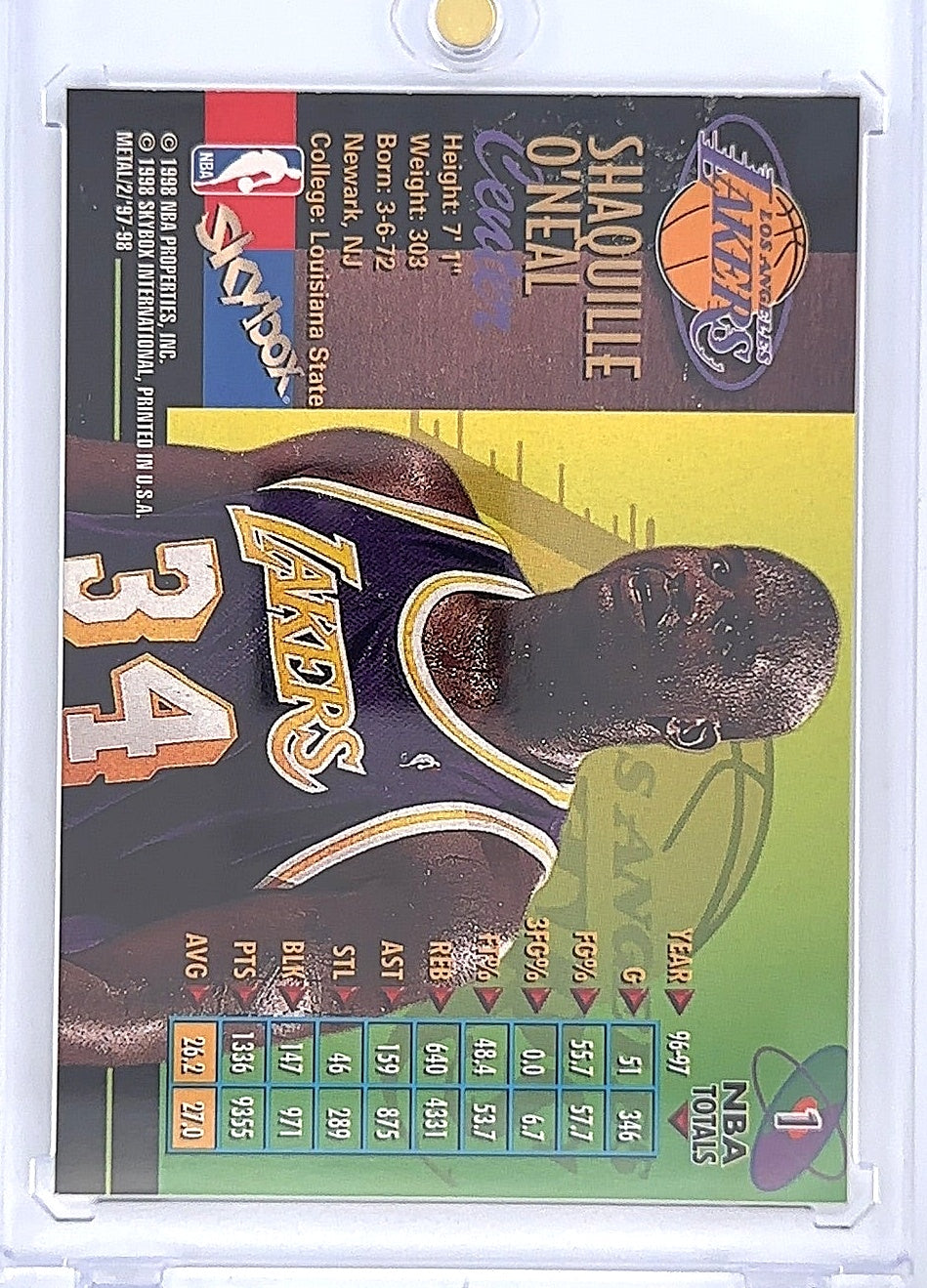 1997 Metal Universe Championship Shaquille O'Neal #1 — back
