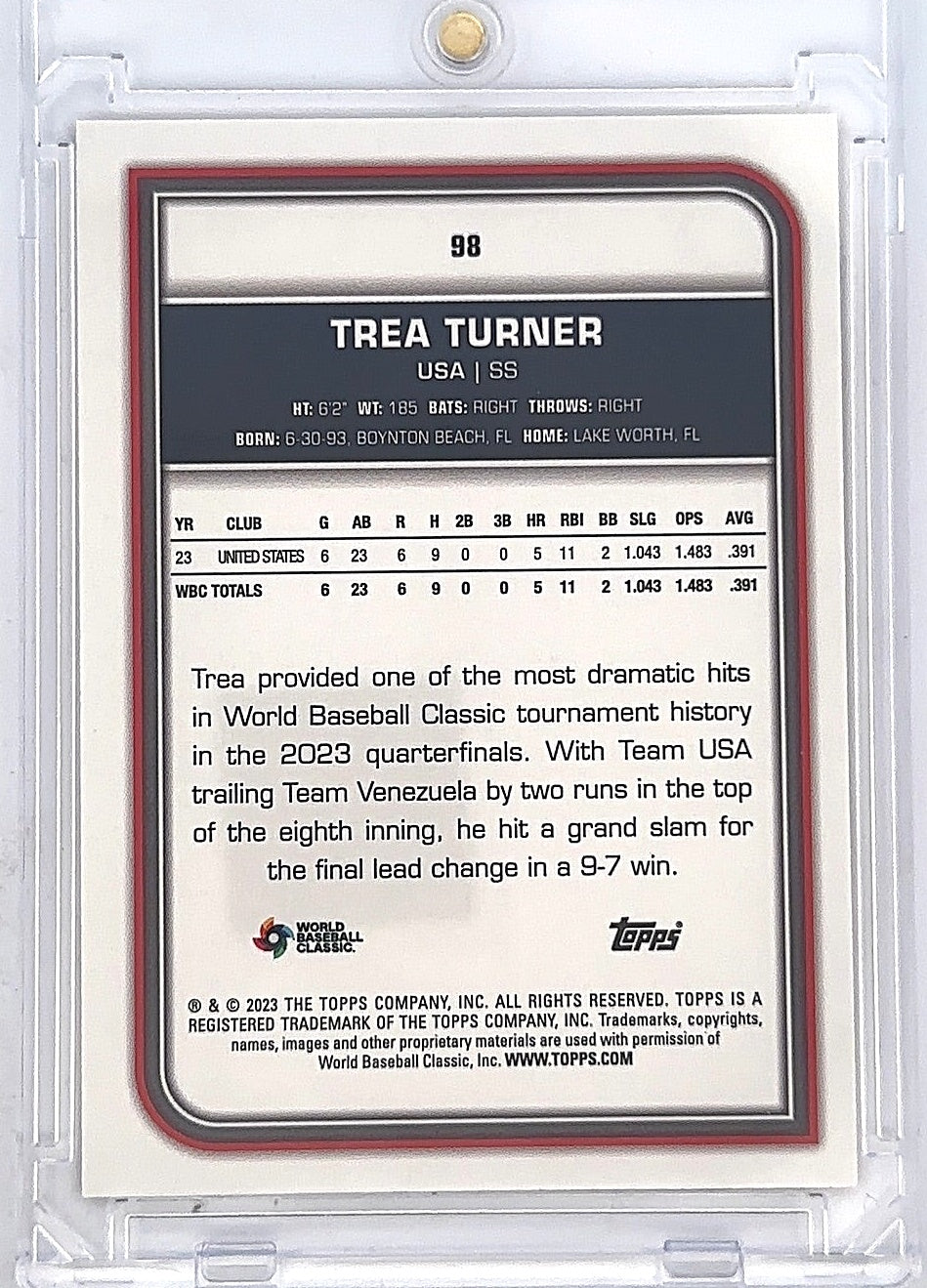 Trea Turner 08/25 Topps #98 — back