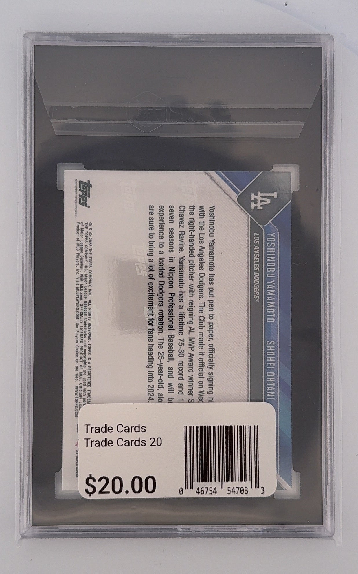 Yoshinobu Yamamoto / Shohei Ohtani Now Off Season SGC PRISTINE 10 — back