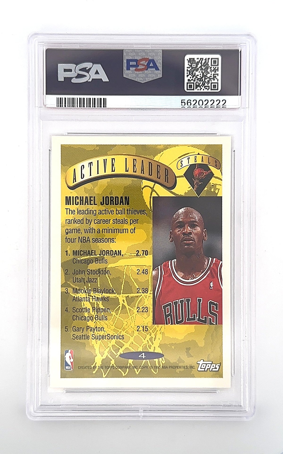 1995 Topps Active Leader Michael Jordan #4 PSA MINT 9 — back