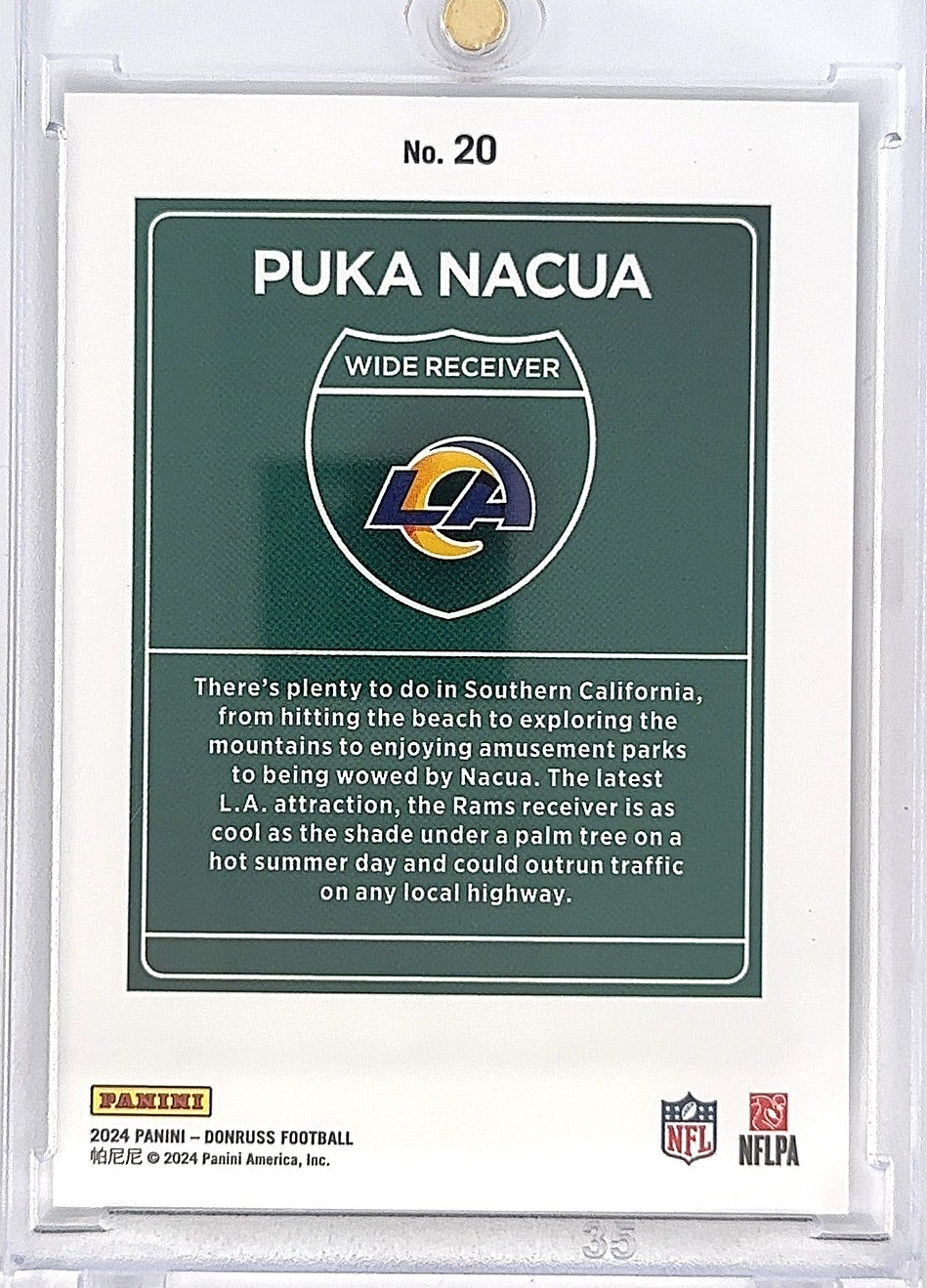 2024 Panini Donruss Downtown Puka Nacua #20 — back