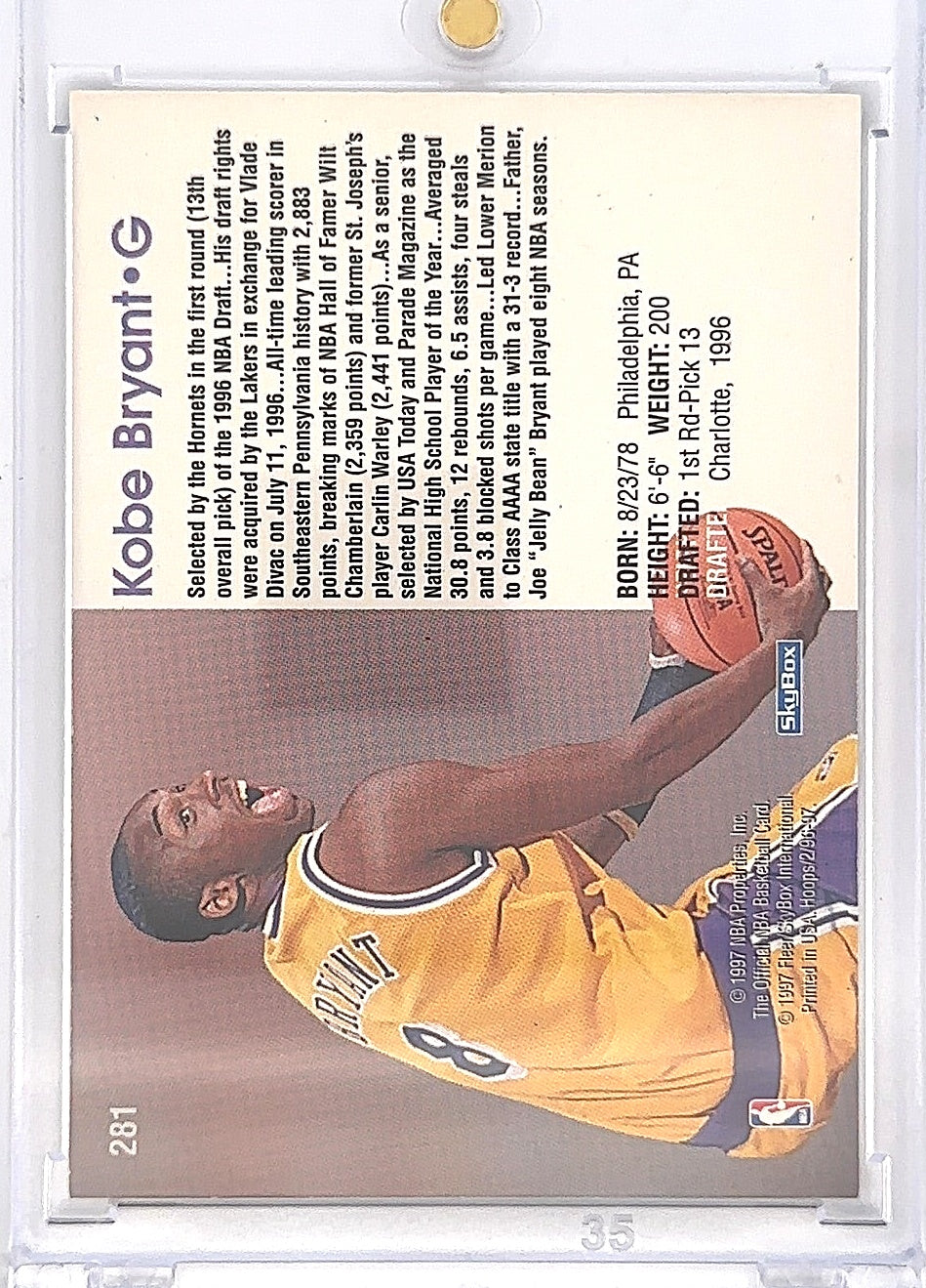 1997 Hoops Kobe Bryant #281 — back
