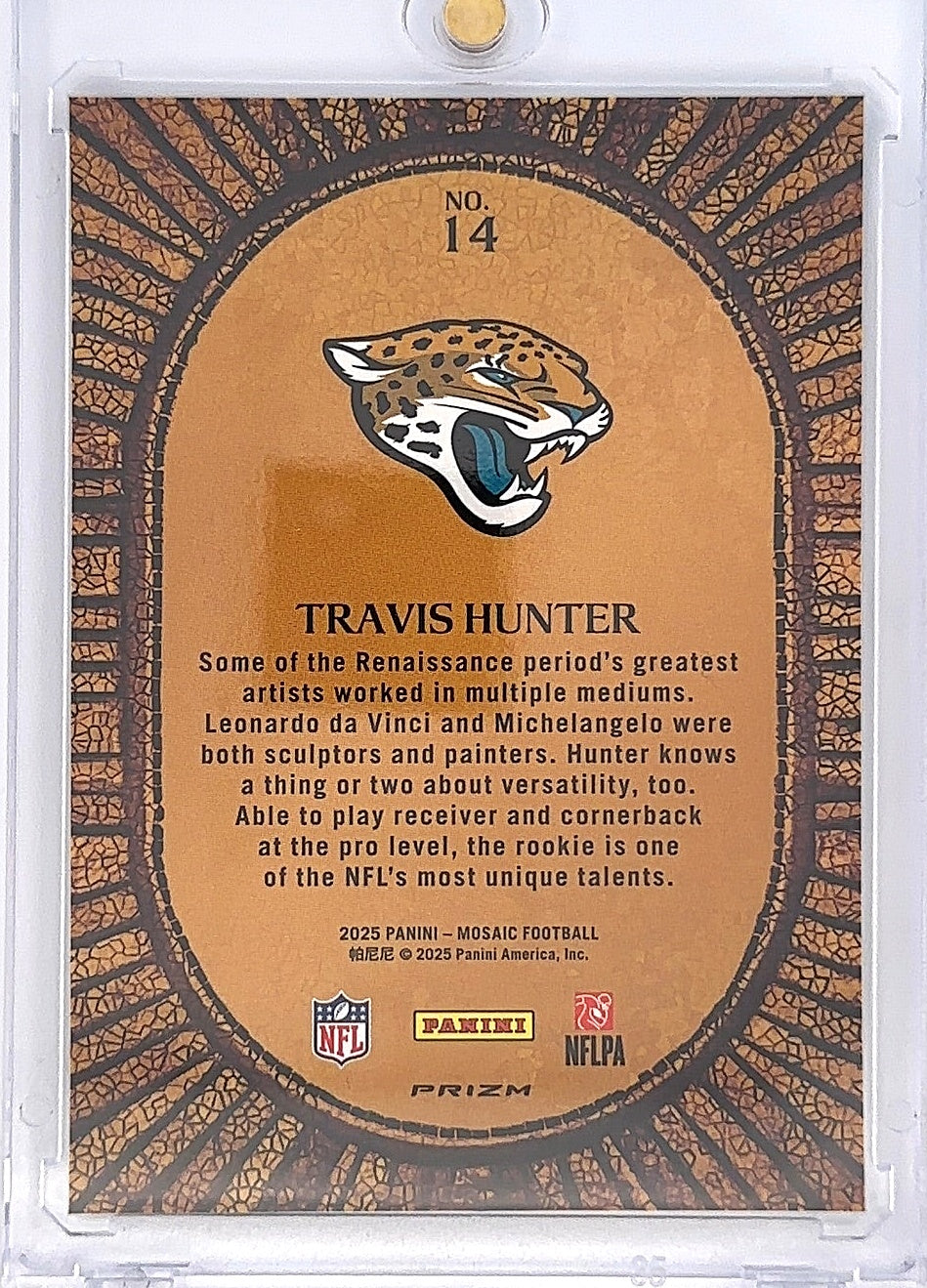 2025 Panini Mosaic Micro Travis Hunter #14 — back