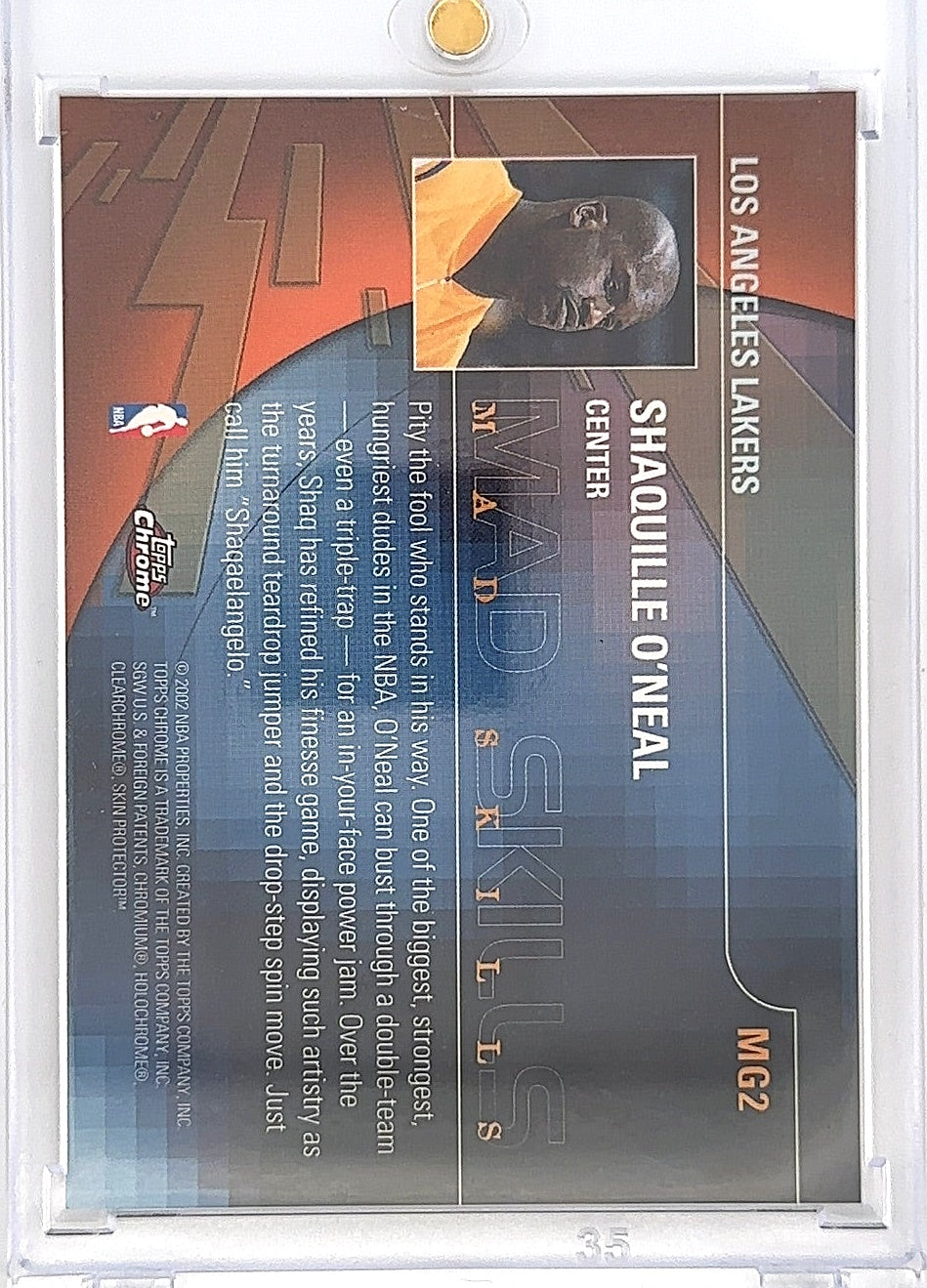 2001 Topps Chrome Mad Game SHAQUILLE O'NEAL #MG2 — back