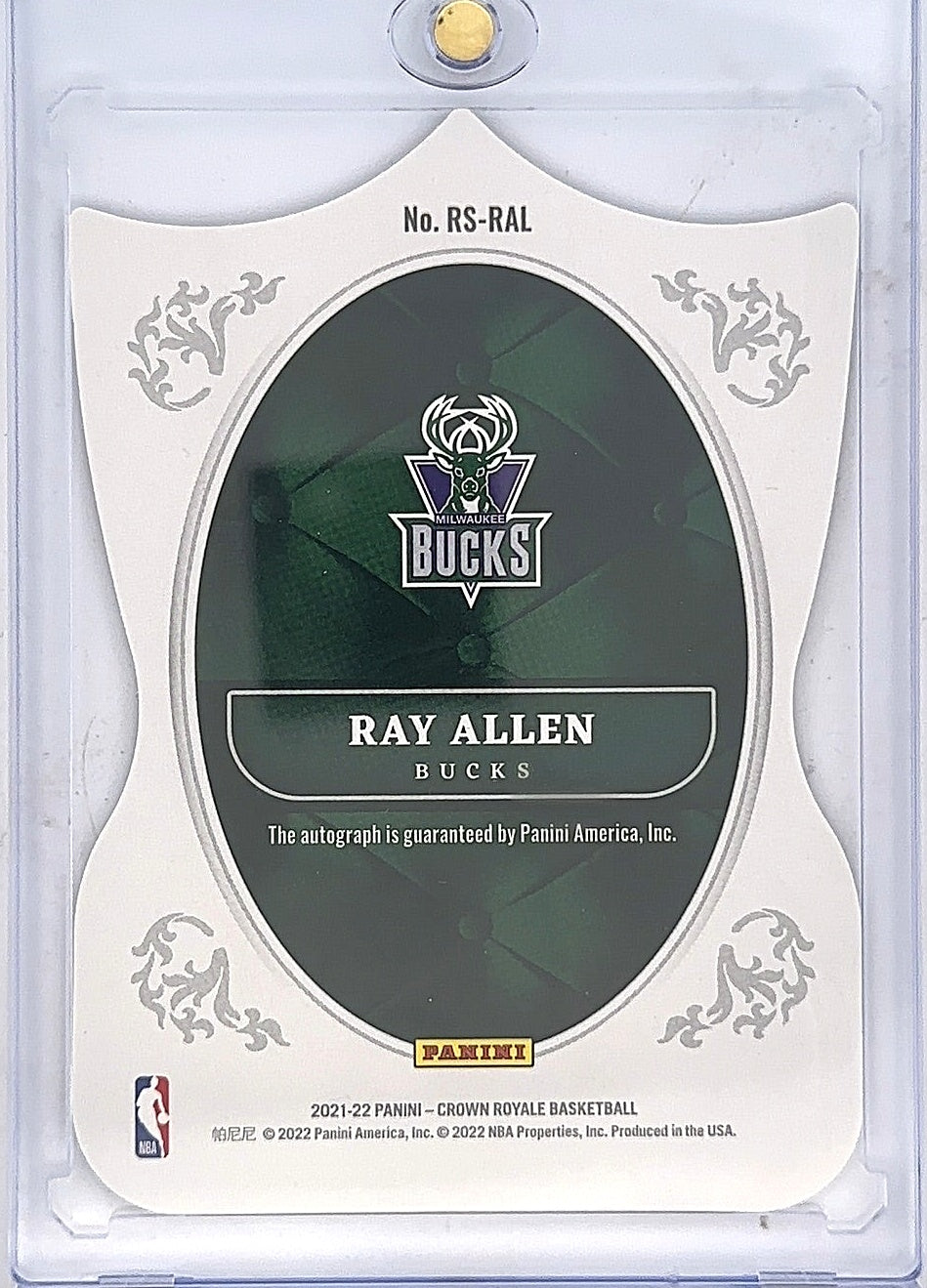 2020 Panini Crown Royale Royal Signatures Ray Allen #RS-RAL — back