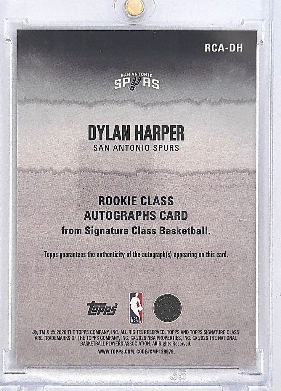 2025 Topps Signature Class Rookie Autograph Dylan Harper #RCA-DH — back