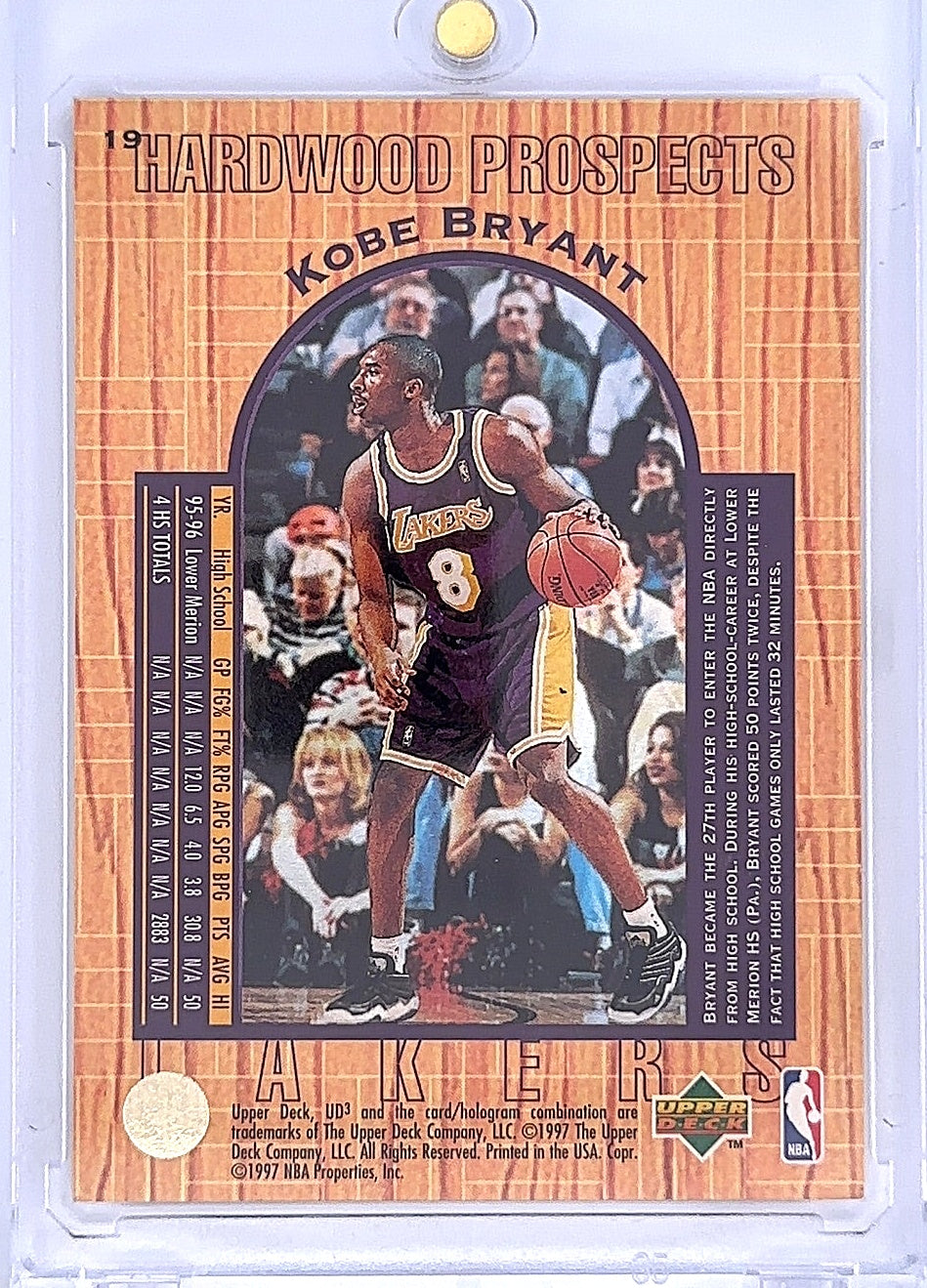 Kobe Bryant Hardwood Prospects #19 — back