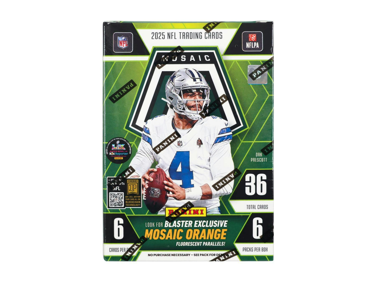 2025 Panini Mosaic Football Blaster Box (Mosaic Orange Parallels) (Green Box)