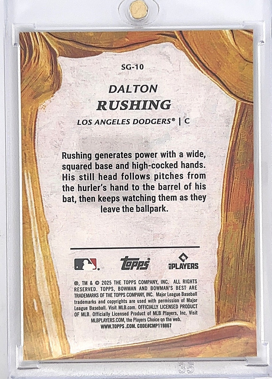 2025 Bowman's Best Strokes of Gold Dalton Rushing #SG-10 — back