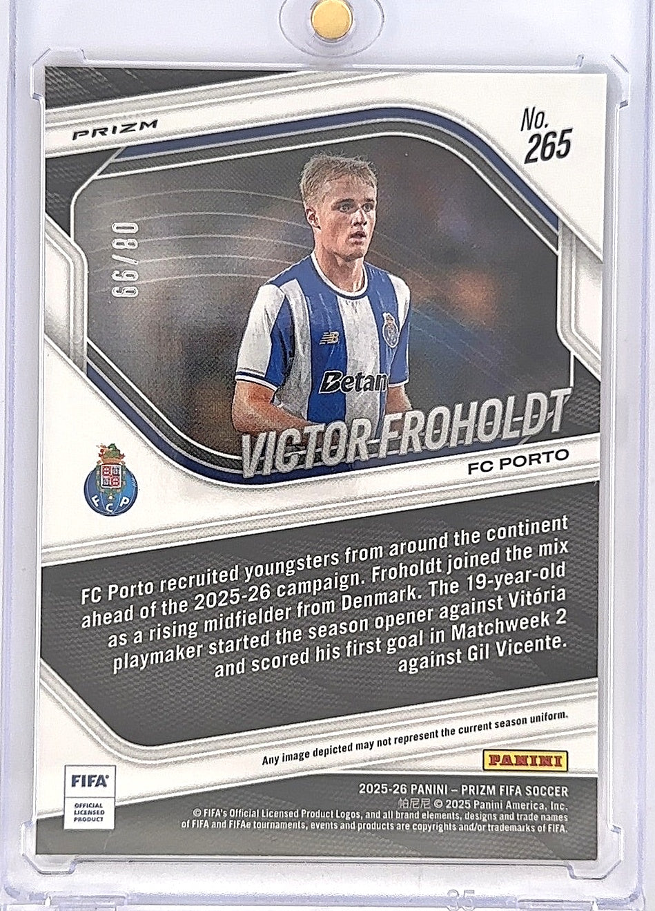 Victor Froholdt Rookie Card #265 08/99 — back