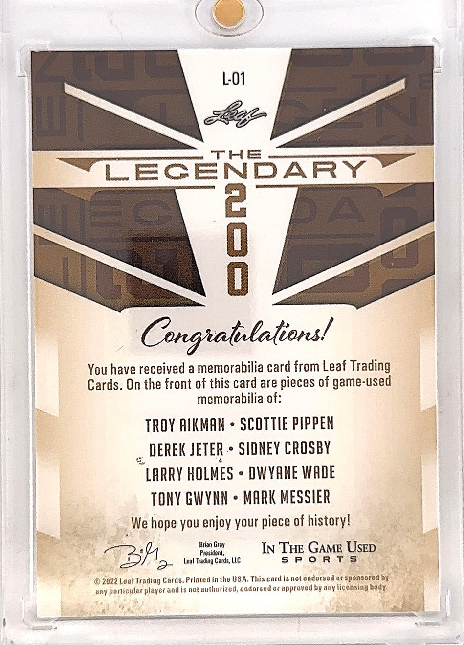 The Legendary 200 In The Game Used Sports /5 — back