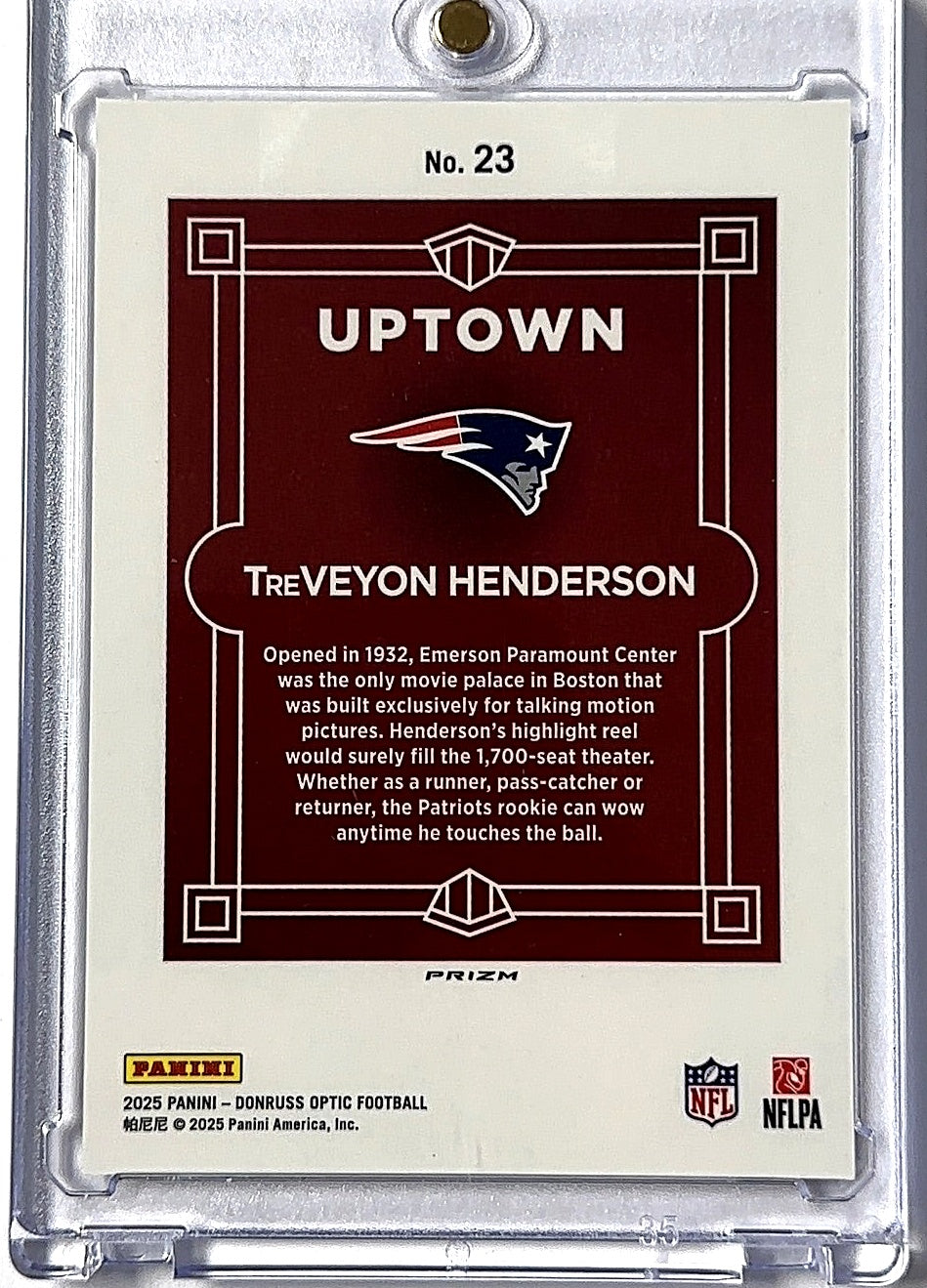 2025 Panini Donruss Optic Uptown TreVeyon Henderson #23 RC — back