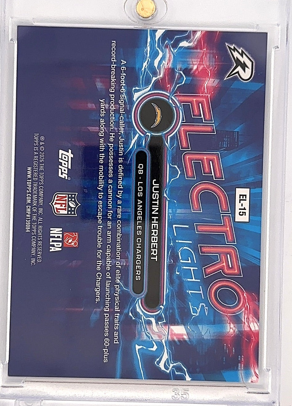 2025 Topps Resurgence Electro Lights Justin Herbert #EL-15 — back