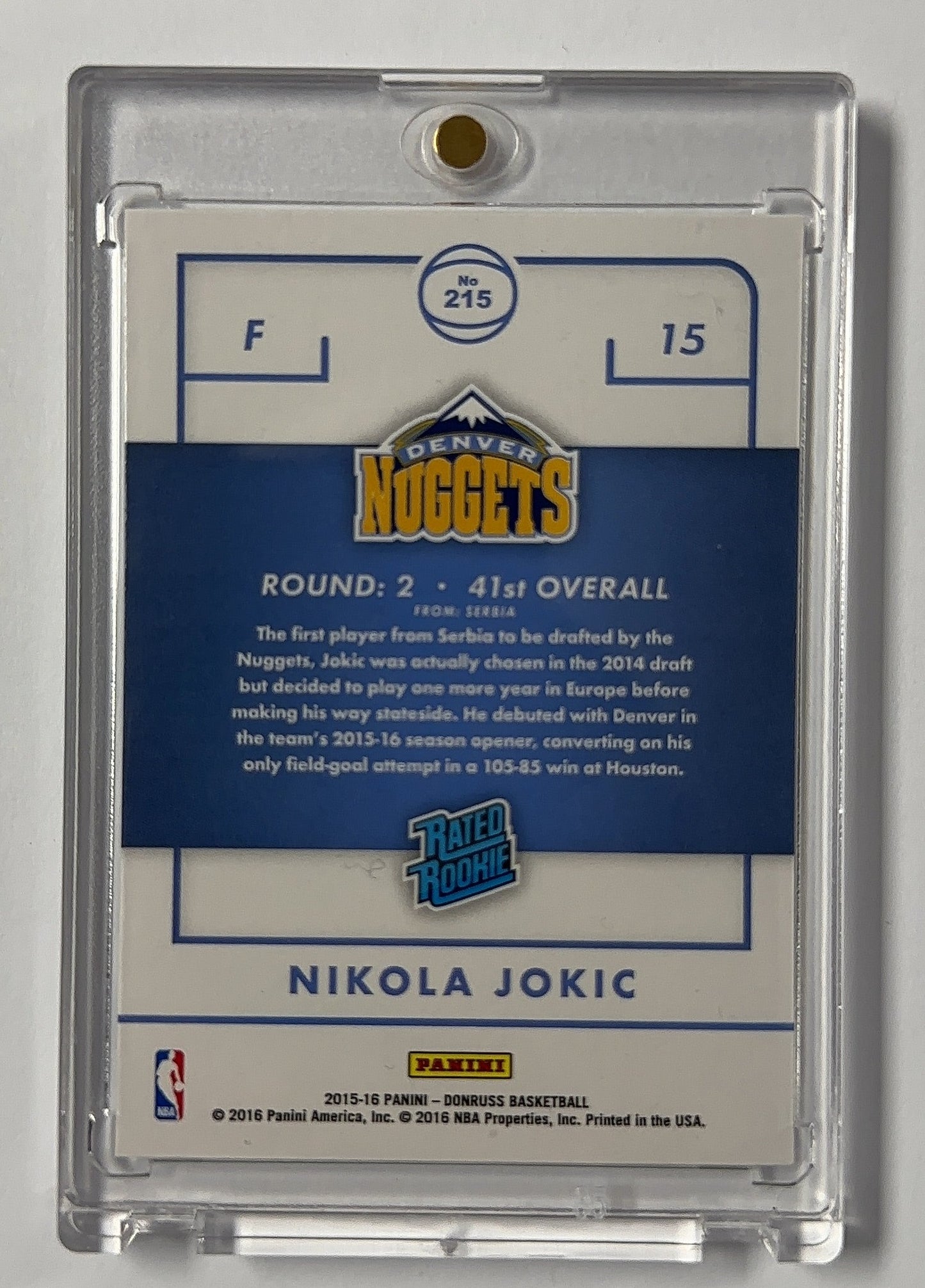 Nikola Jokic Donruss — back