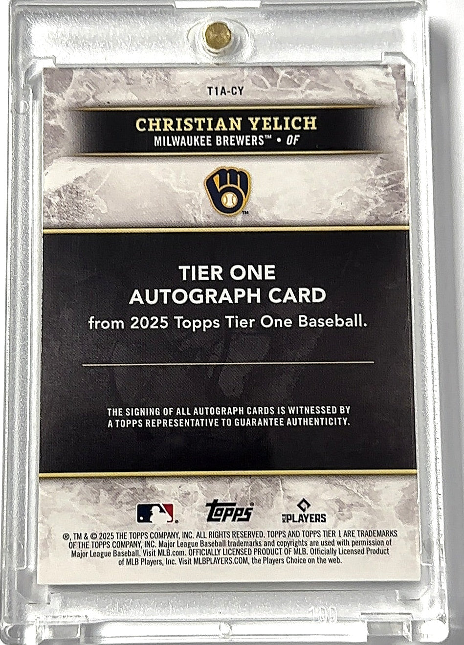 2025 Christian Yelich Topps Tier One /75 — back