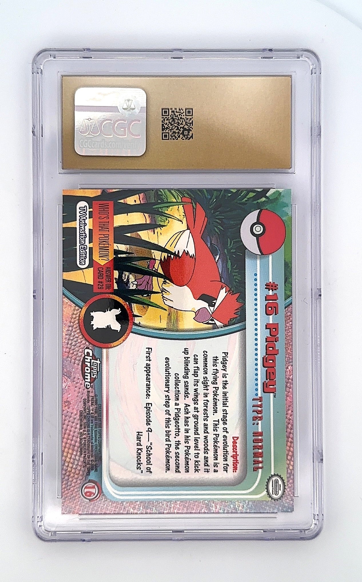 Pidgey Topps Chrome 2000 CGC PRISTINE 10 — back