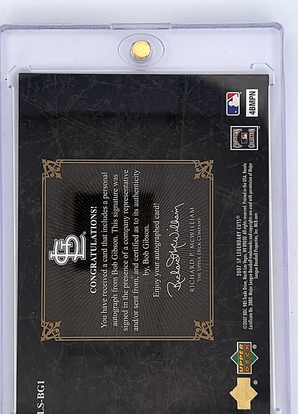 Legendary Signatures Bob Gibson — back