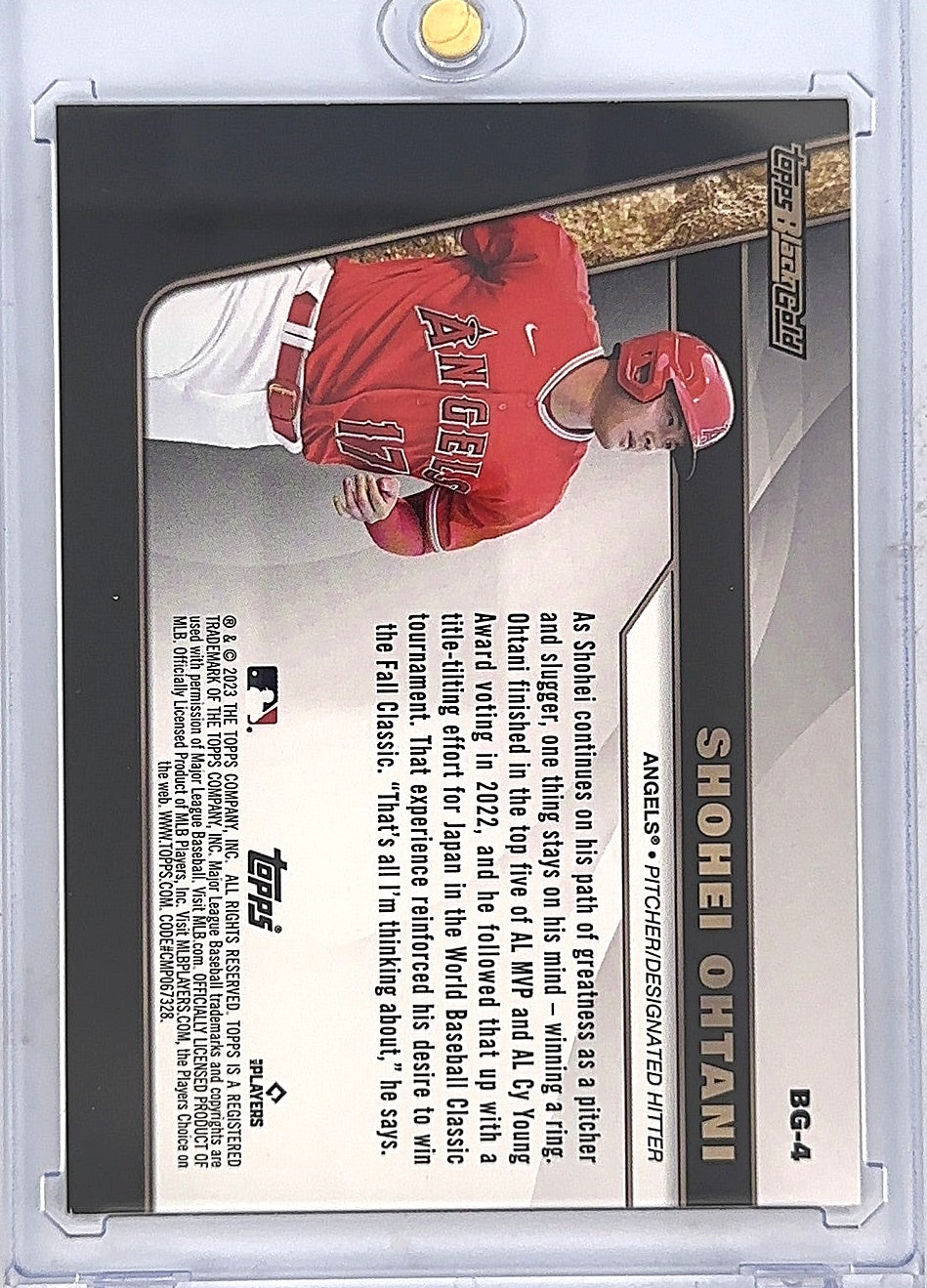 2023 Topps Update Black Gold Shohei Ohtani #BG-4 — back